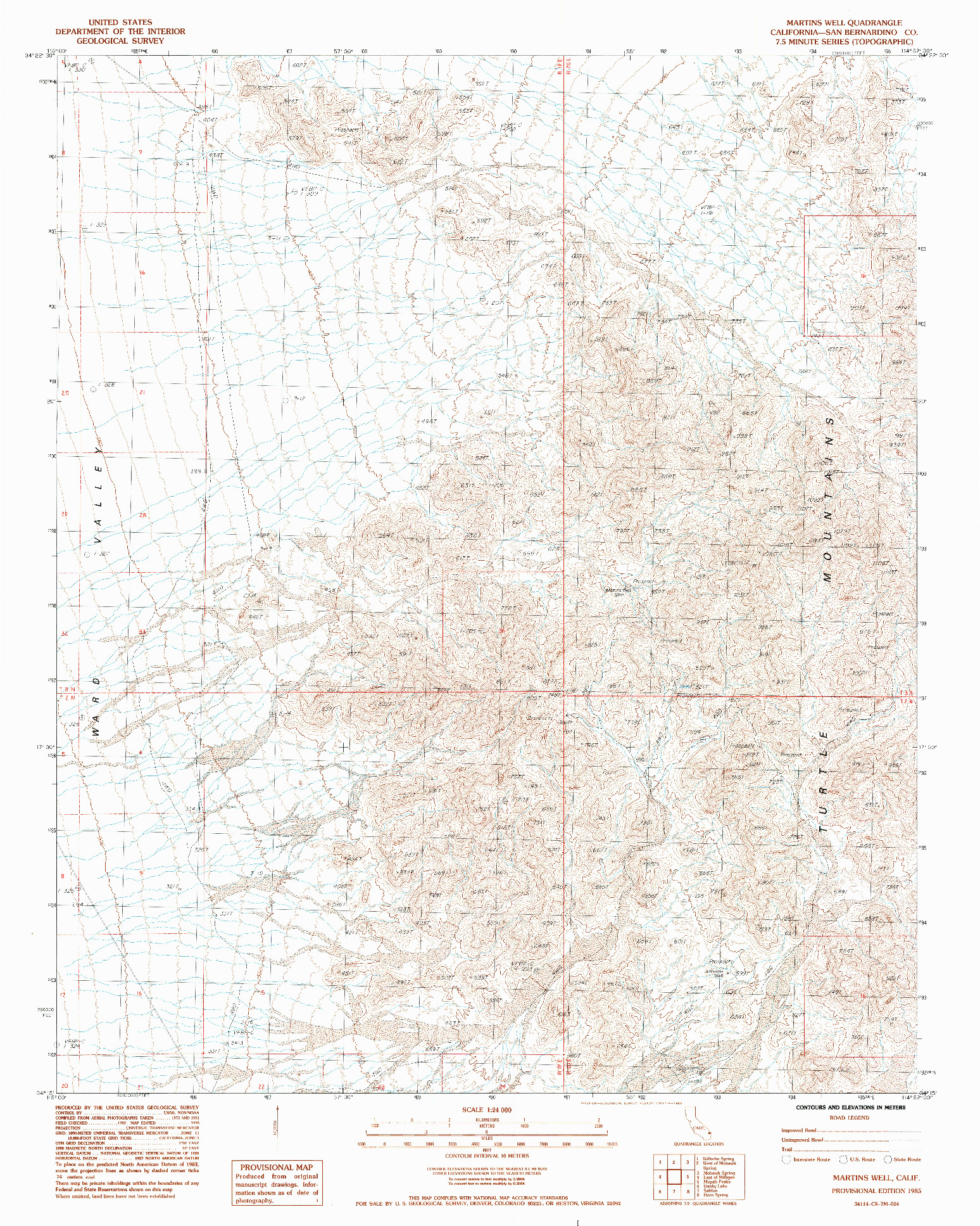 USGS 1:24000-SCALE QUADRANGLE FOR MARTINS WELL, CA 1985