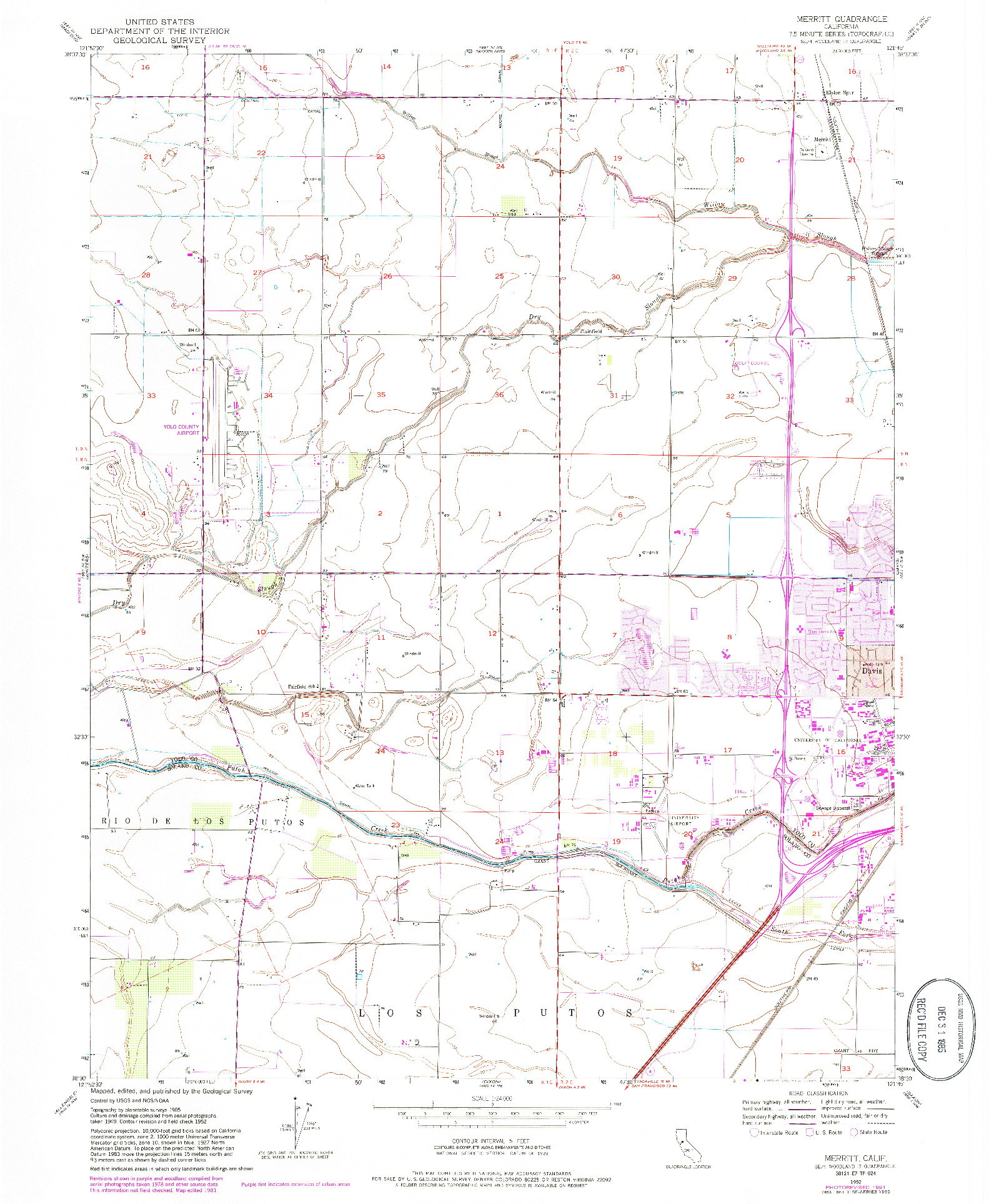 USGS 1:24000-SCALE QUADRANGLE FOR MERRITT, CA 1952