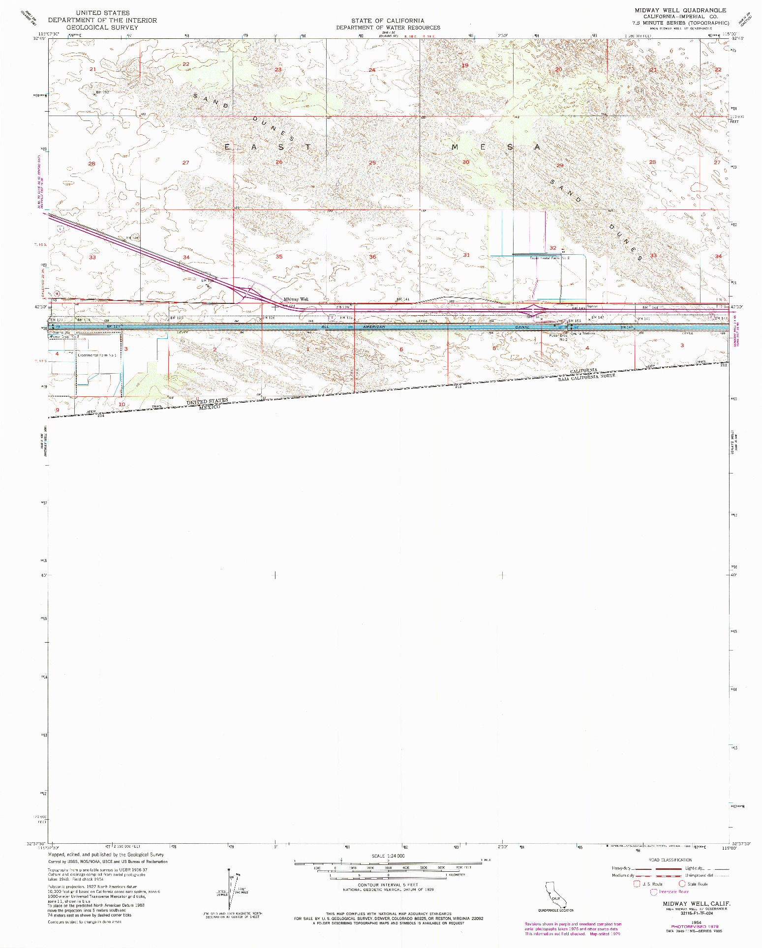 USGS 1:24000-SCALE QUADRANGLE FOR MIDWAY WELL, CA 1954