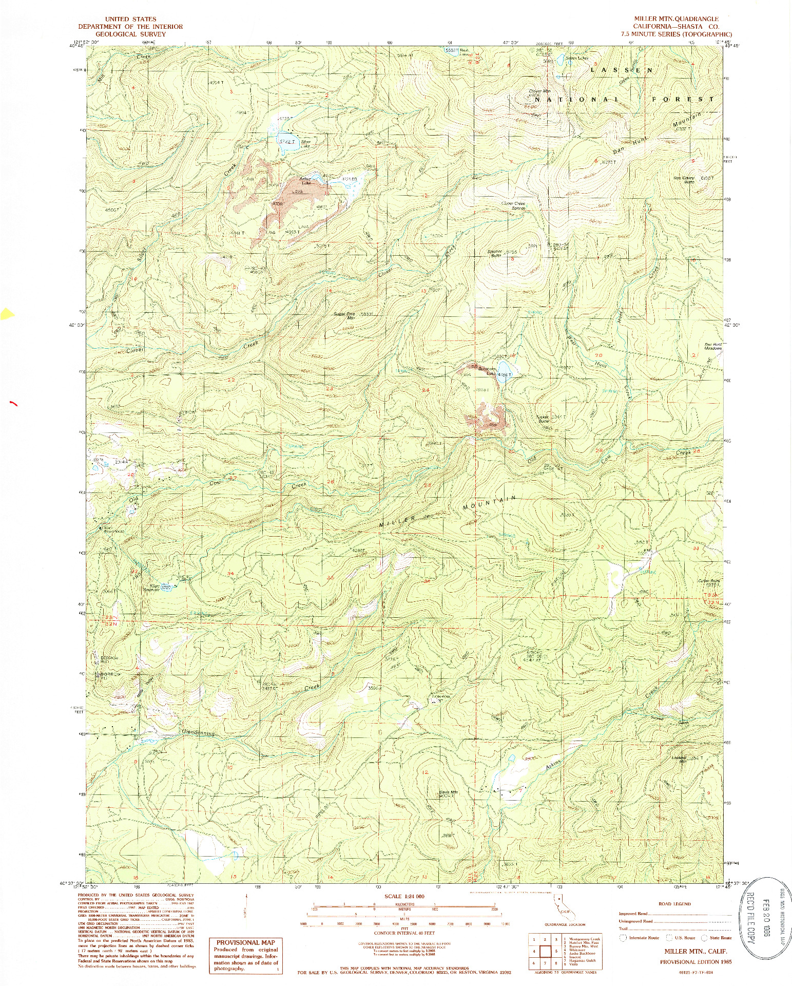 USGS 1:24000-SCALE QUADRANGLE FOR MILLER MOUNTAIN, CA 1985