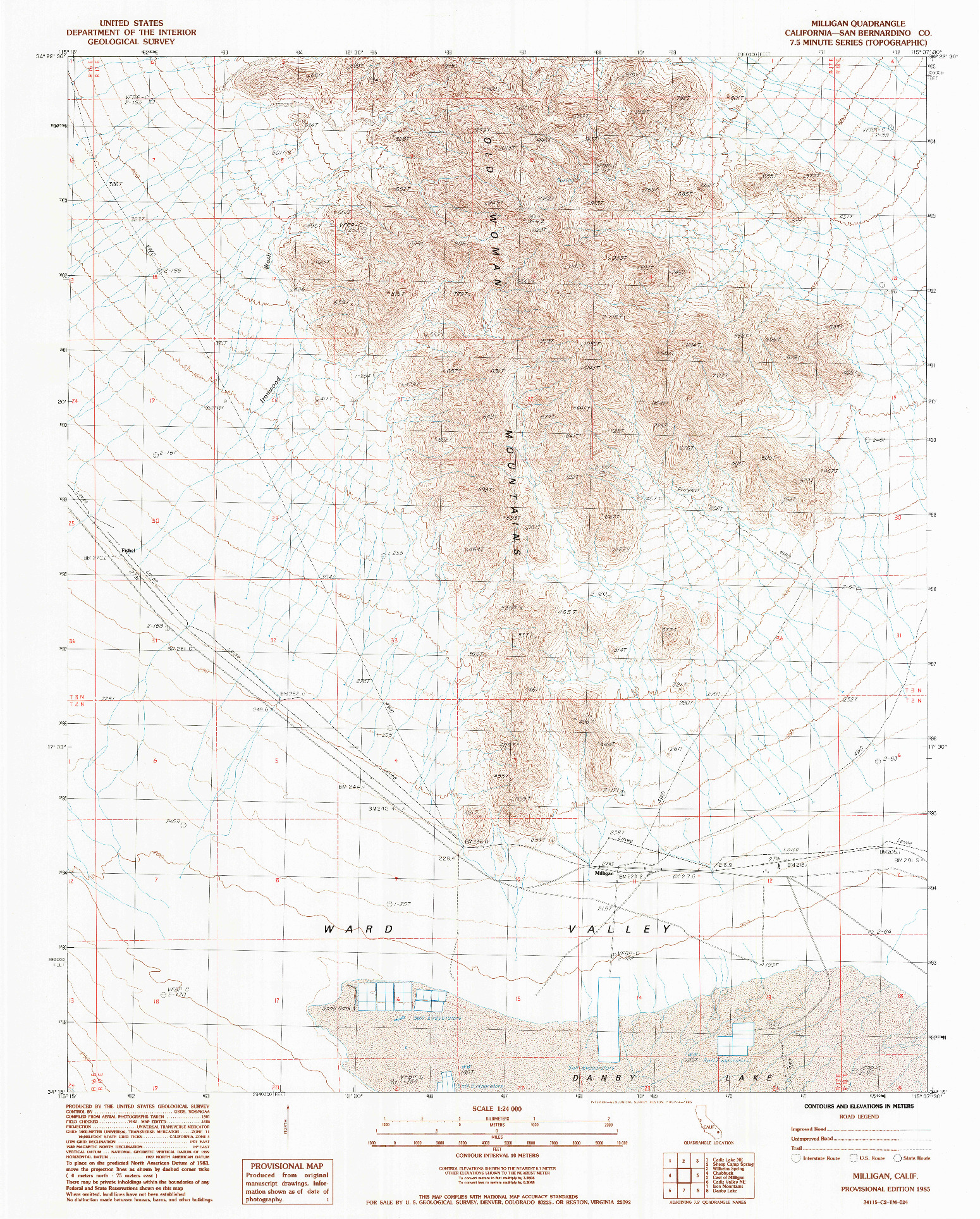 USGS 1:24000-SCALE QUADRANGLE FOR MILLIGAN, CA 1985