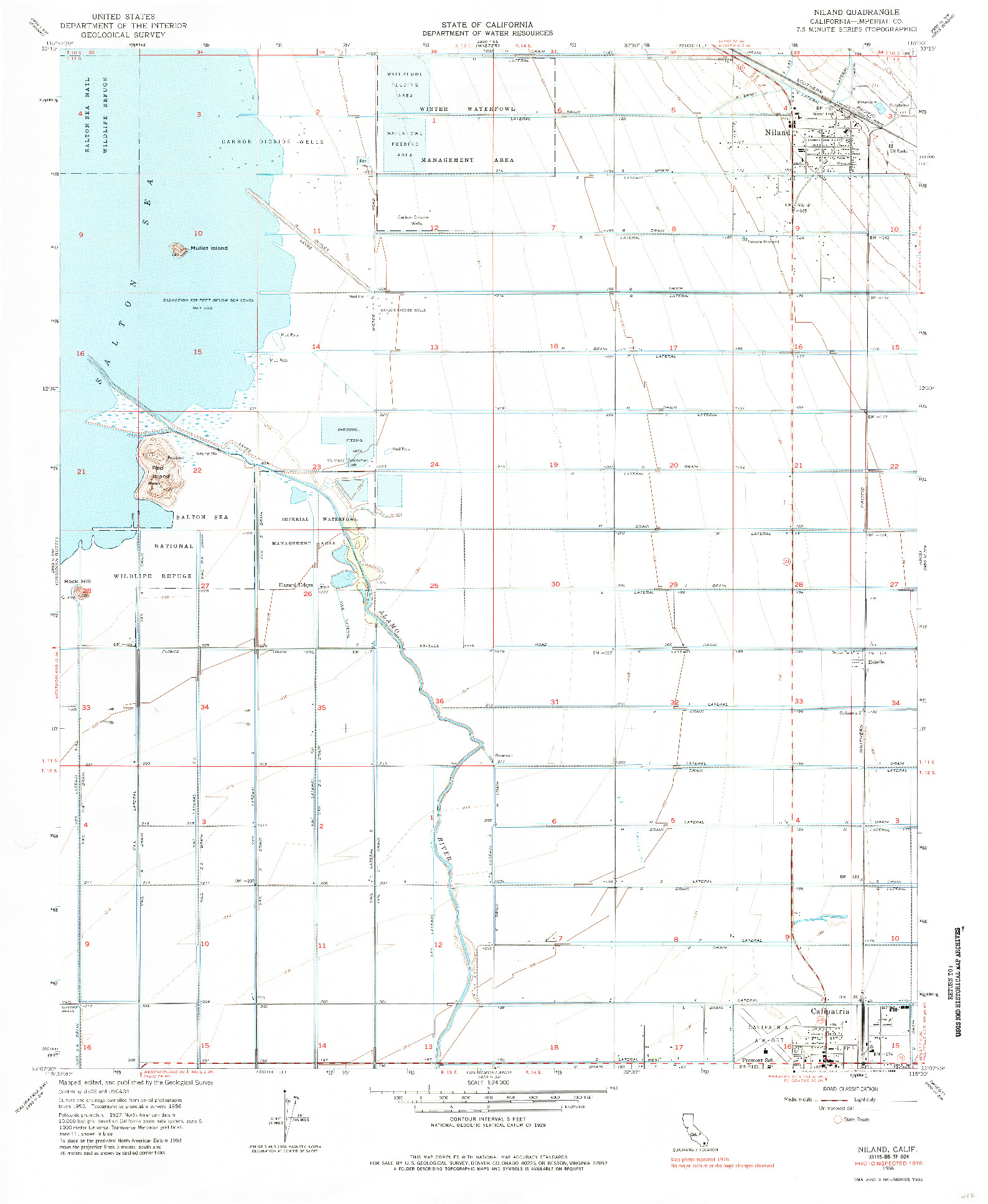 USGS 1:24000-SCALE QUADRANGLE FOR NILAND, CA 1956