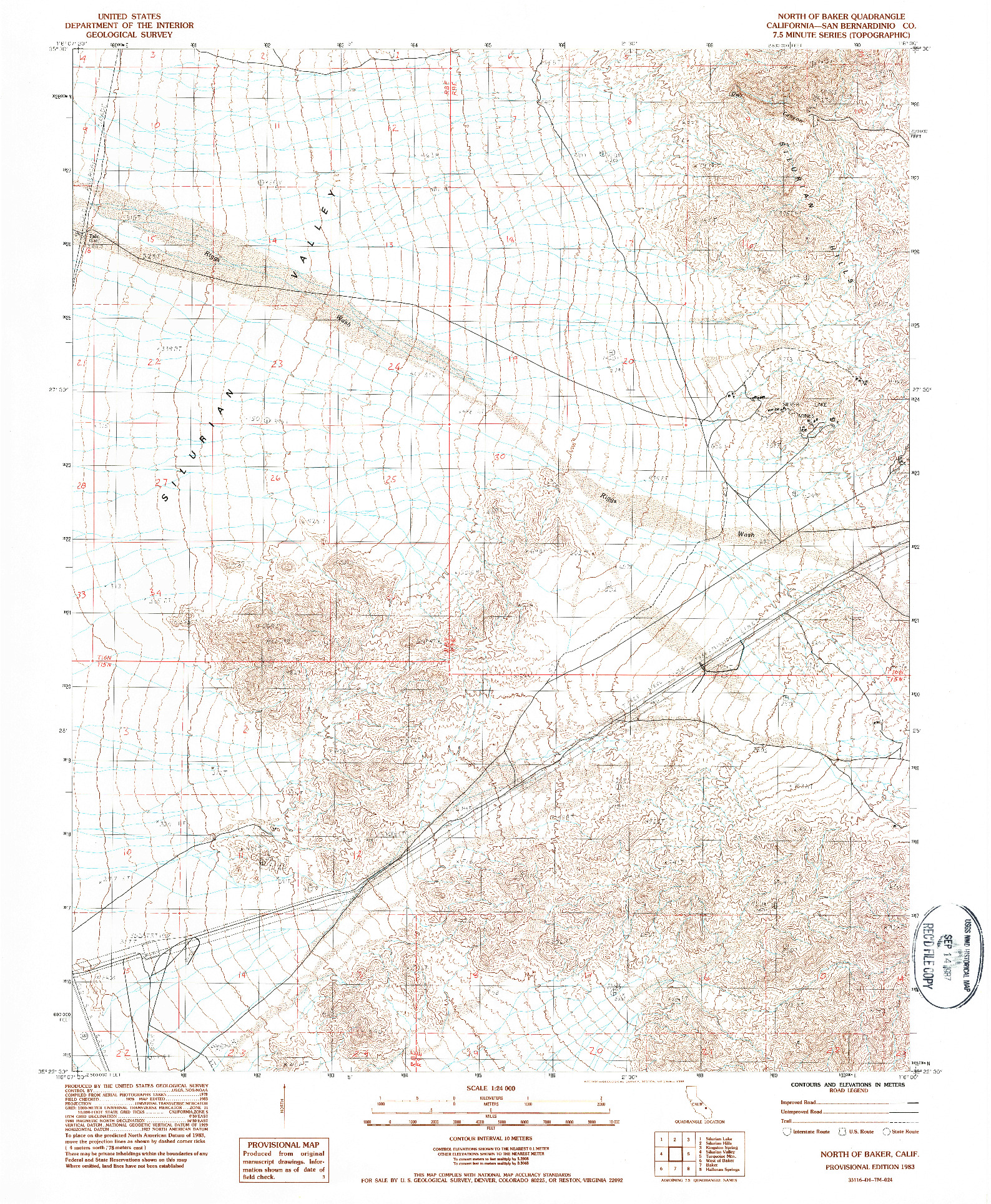 USGS 1:24000-SCALE QUADRANGLE FOR NORTH OF BAKER, CA 1983