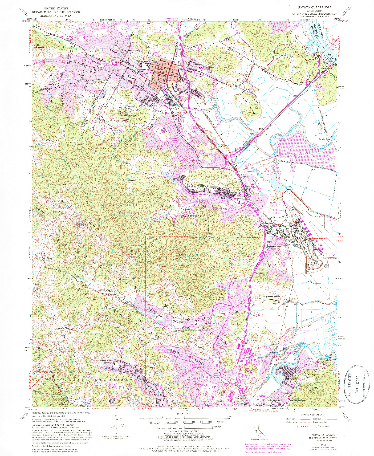 USGS 1:24000-SCALE QUADRANGLE FOR NOVATO, CA 1954