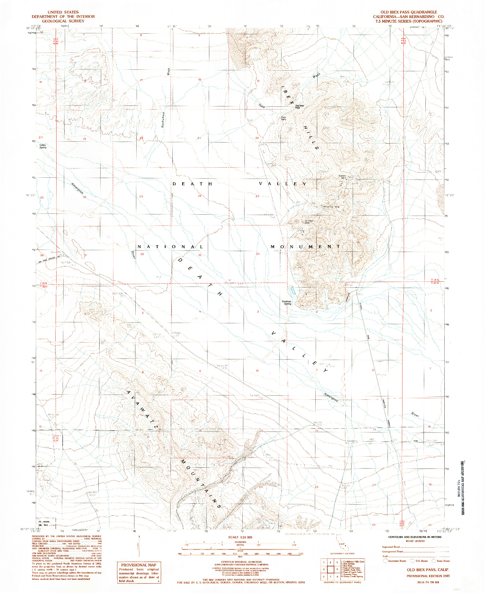 USGS 1:24000-SCALE QUADRANGLE FOR OLD IBEX PASS, CA 1985