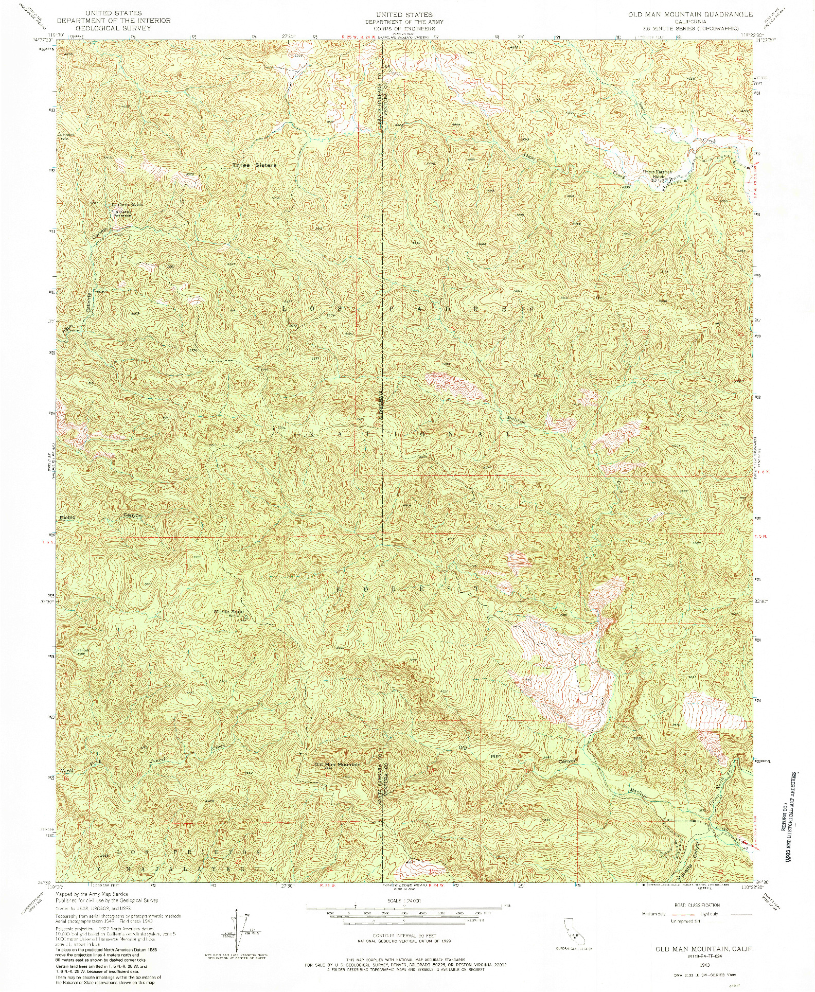 USGS 1:24000-SCALE QUADRANGLE FOR OLD MAN MOUNTAIN, CA 1943