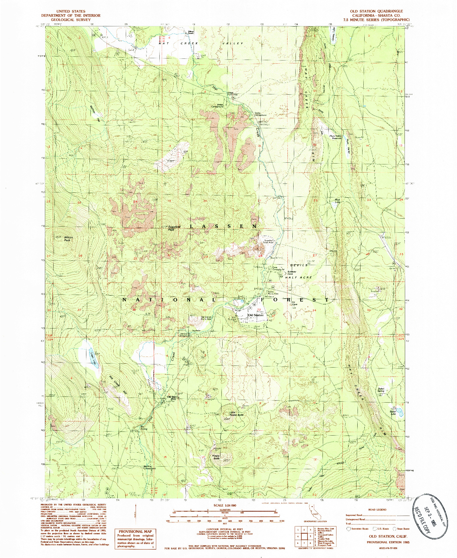 USGS 1:24000-SCALE QUADRANGLE FOR OLD STATION, CA 1985