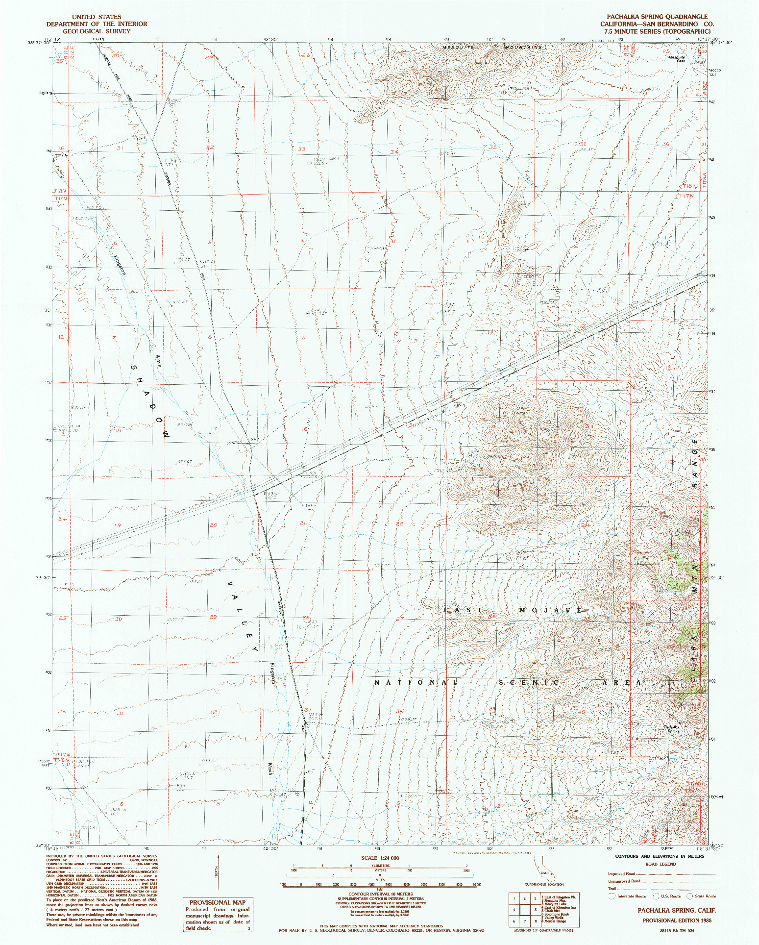 USGS 1:24000-SCALE QUADRANGLE FOR PACHALKA SPRING, CA 1985