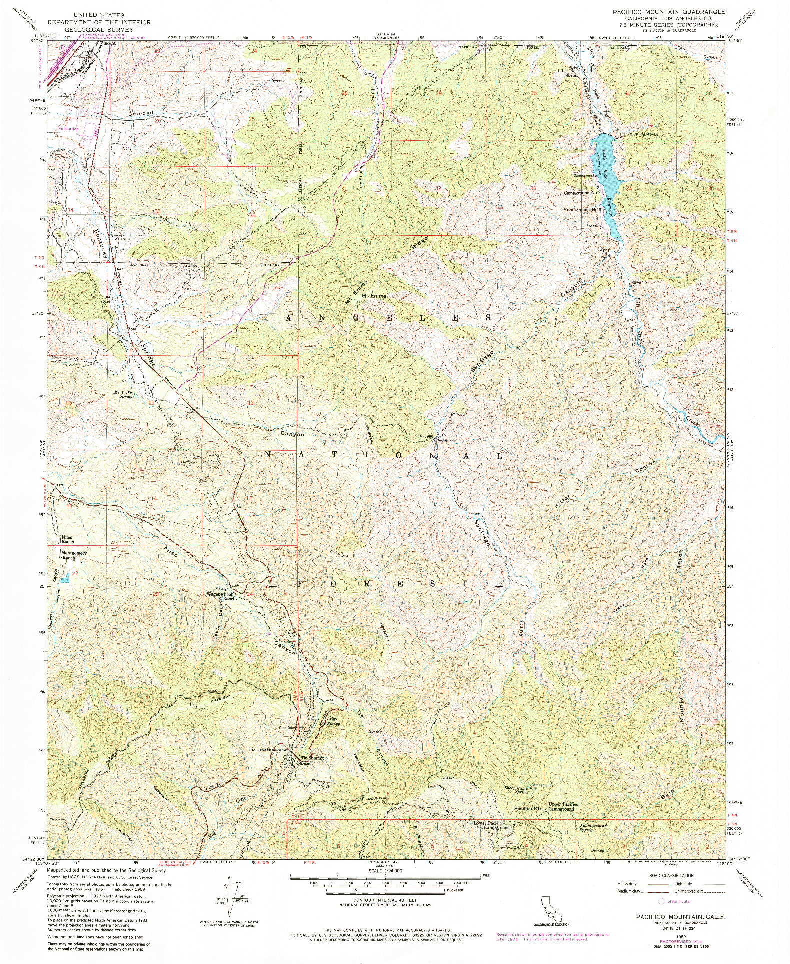 USGS 1:24000-SCALE QUADRANGLE FOR PACIFICO MOUNTAIN, CA 1959