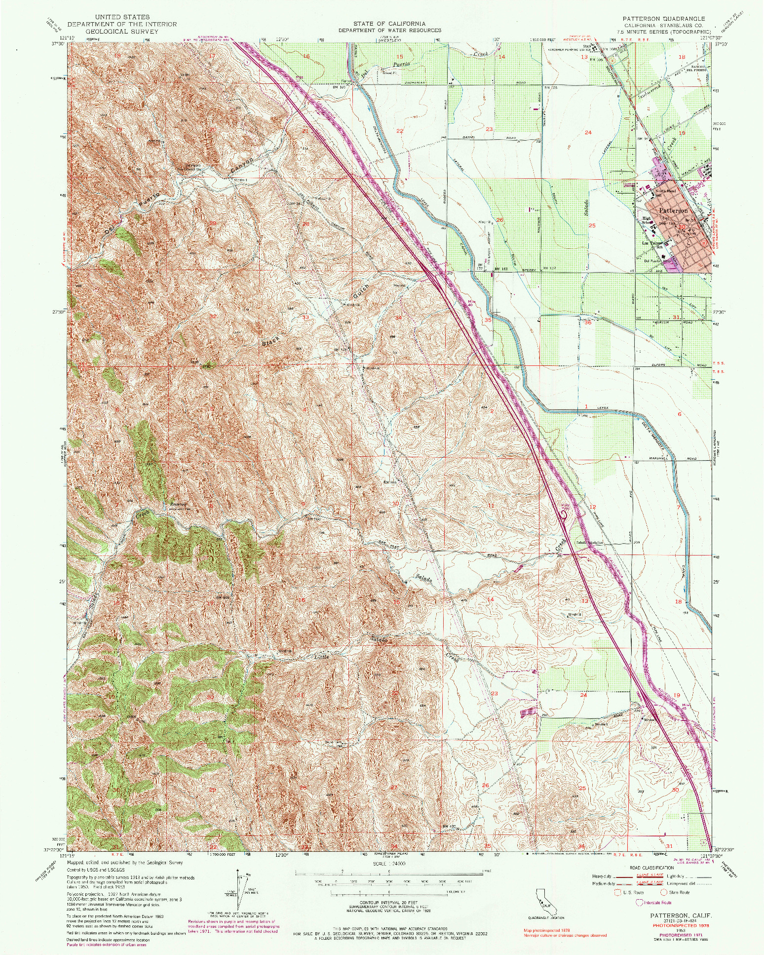 USGS 1:24000-SCALE QUADRANGLE FOR PATTERSON, CA 1953