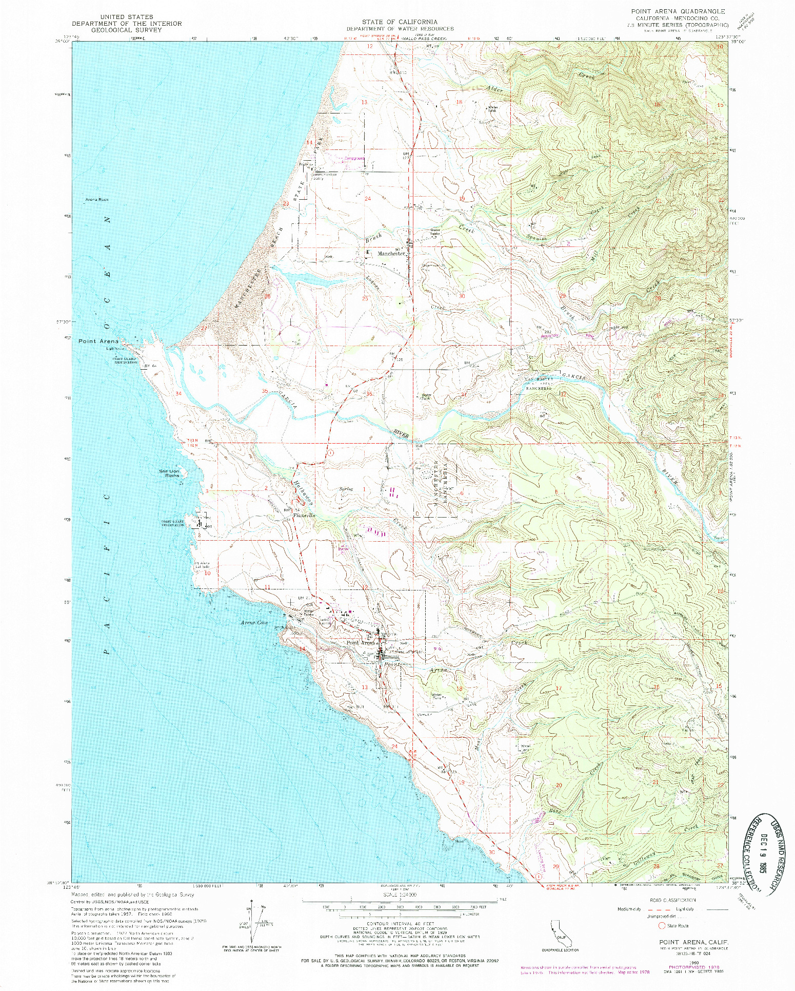 USGS 1:24000-SCALE QUADRANGLE FOR POINT ARENA, CA 1960