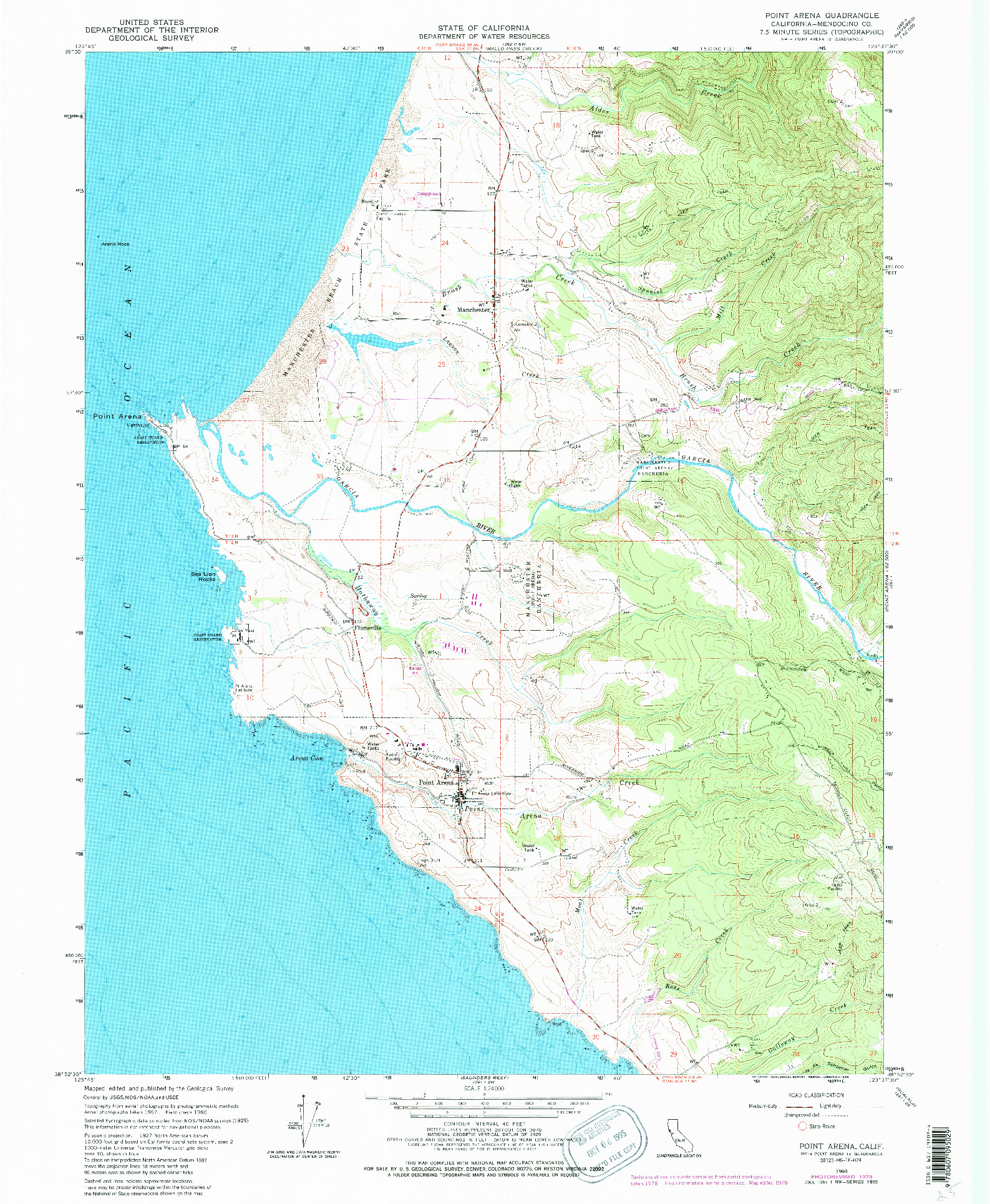 USGS 1:24000-SCALE QUADRANGLE FOR POINT ARENA, CA 1960