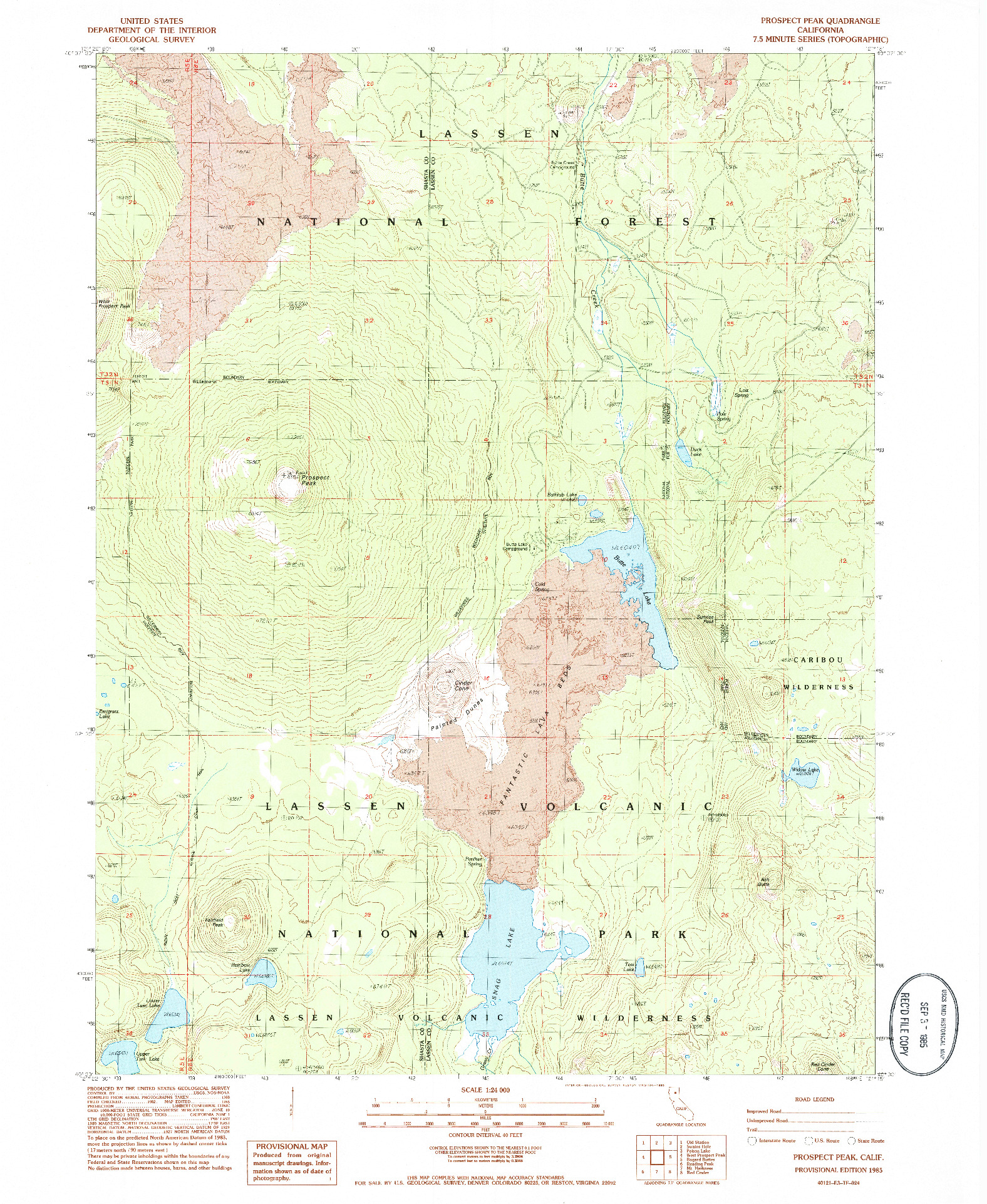 USGS 1:24000-SCALE QUADRANGLE FOR PROSPECT PEAK, CA 1985