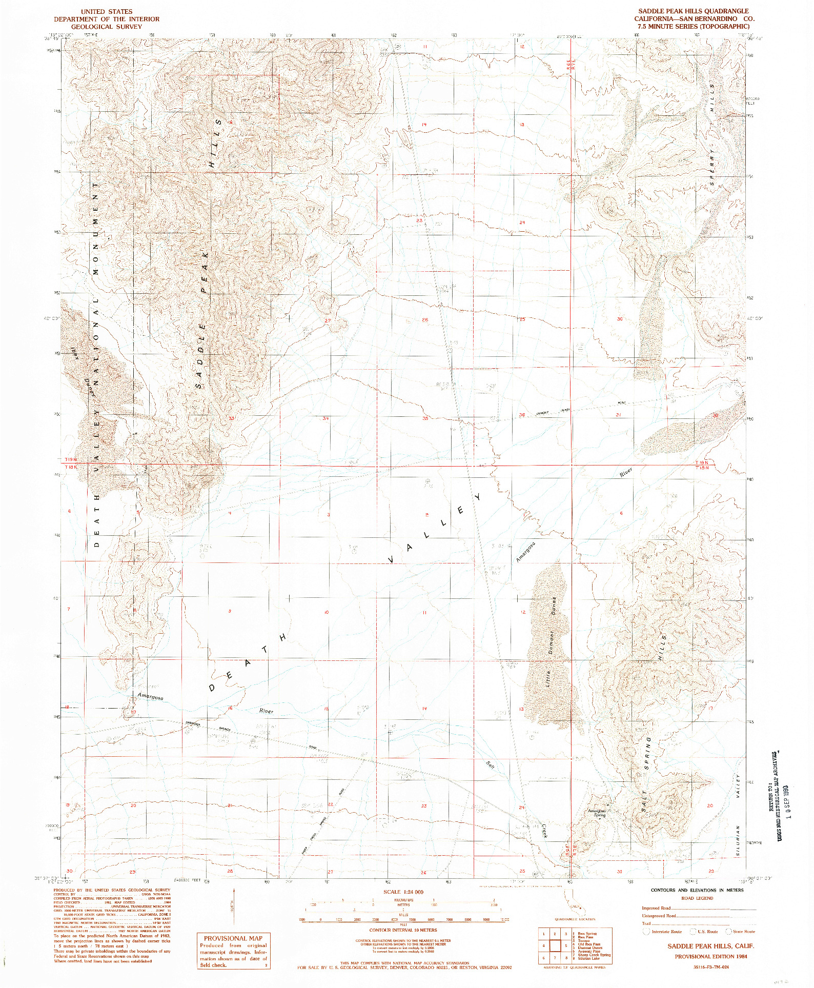 USGS 1:24000-SCALE QUADRANGLE FOR SADDLE PEAK HILLS, CA 1984