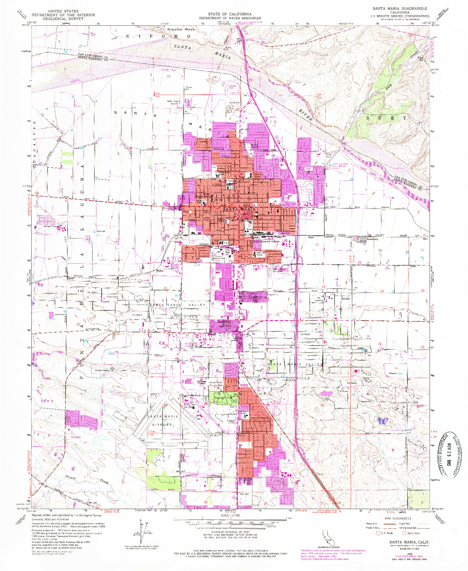 USGS 1:24000-SCALE QUADRANGLE FOR SANTA MARIA, CA 1959