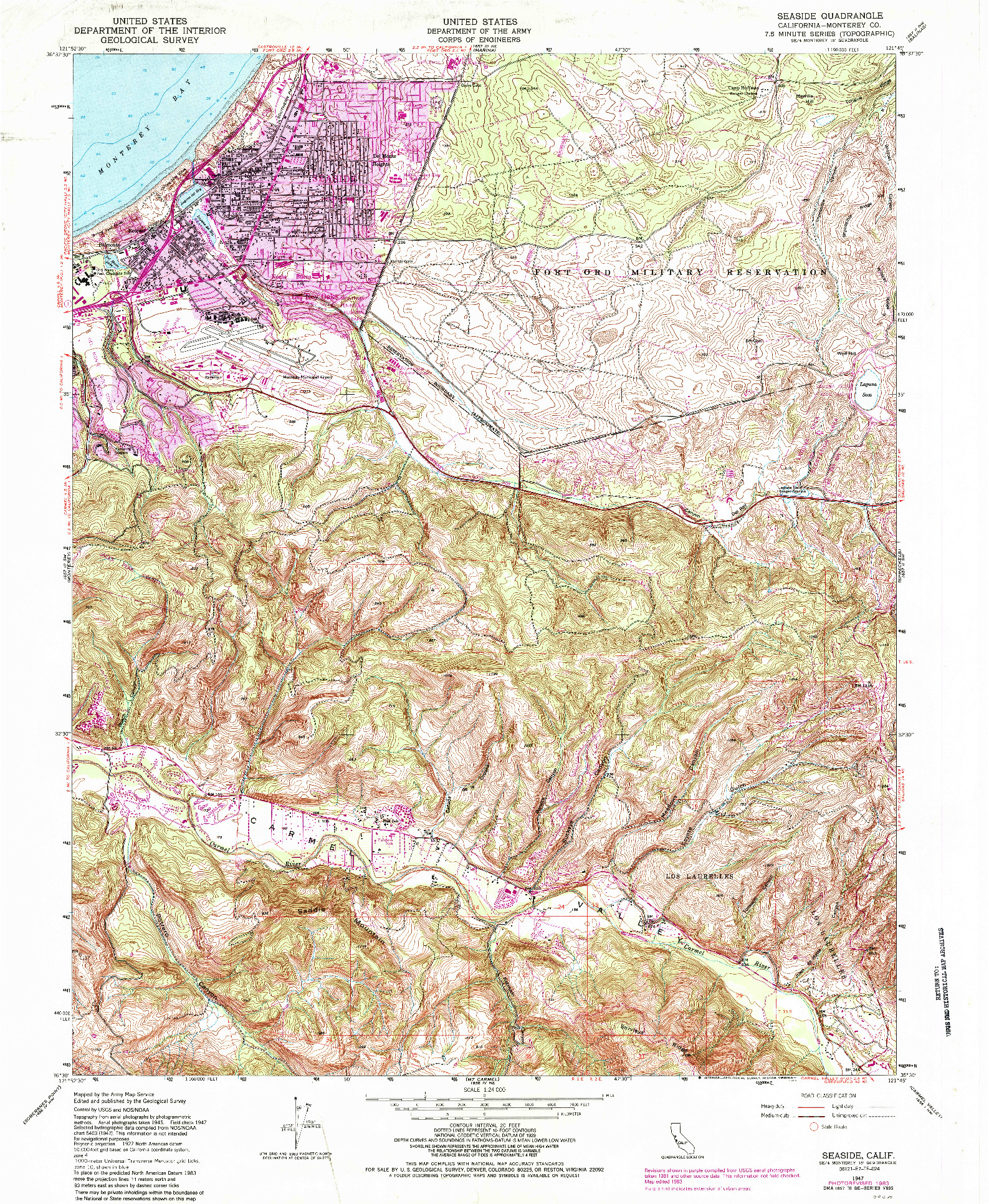 USGS 1:24000-SCALE QUADRANGLE FOR SEASIDE, CA 1947