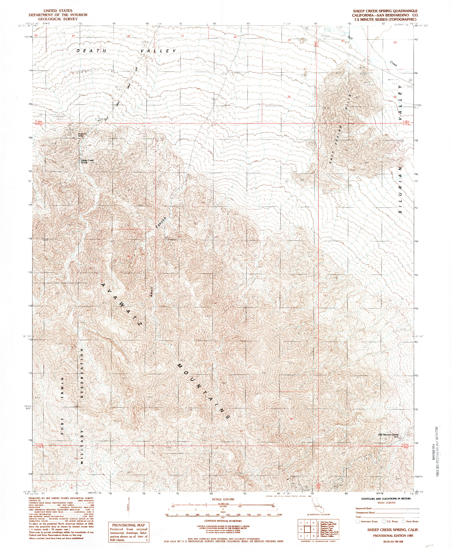 USGS 1:24000-SCALE QUADRANGLE FOR SHEEP CREEK SPRING, CA 1985