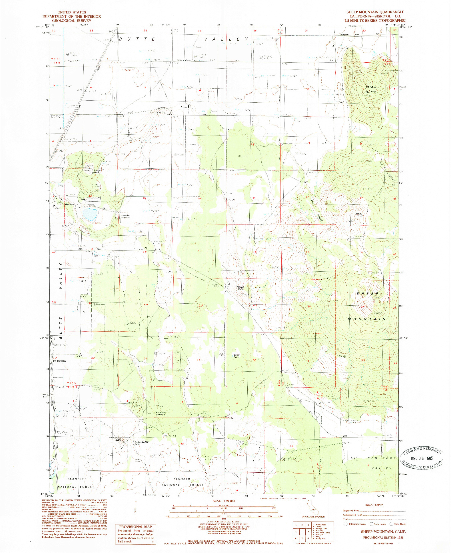 USGS 1:24000-SCALE QUADRANGLE FOR SHEEP MOUNTAIN, CA 1985