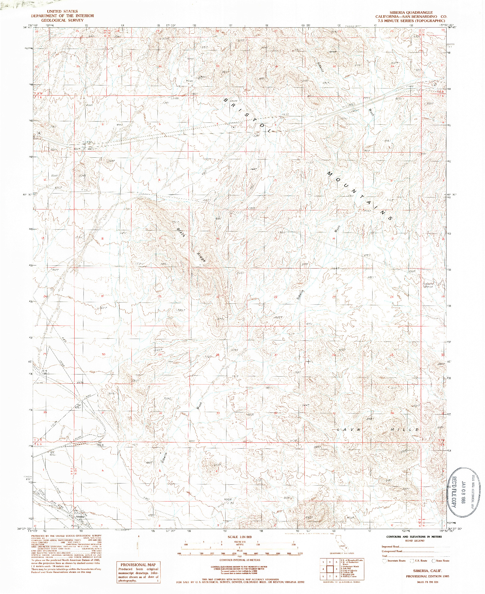 USGS 1:24000-SCALE QUADRANGLE FOR SIBERIA, CA 1985
