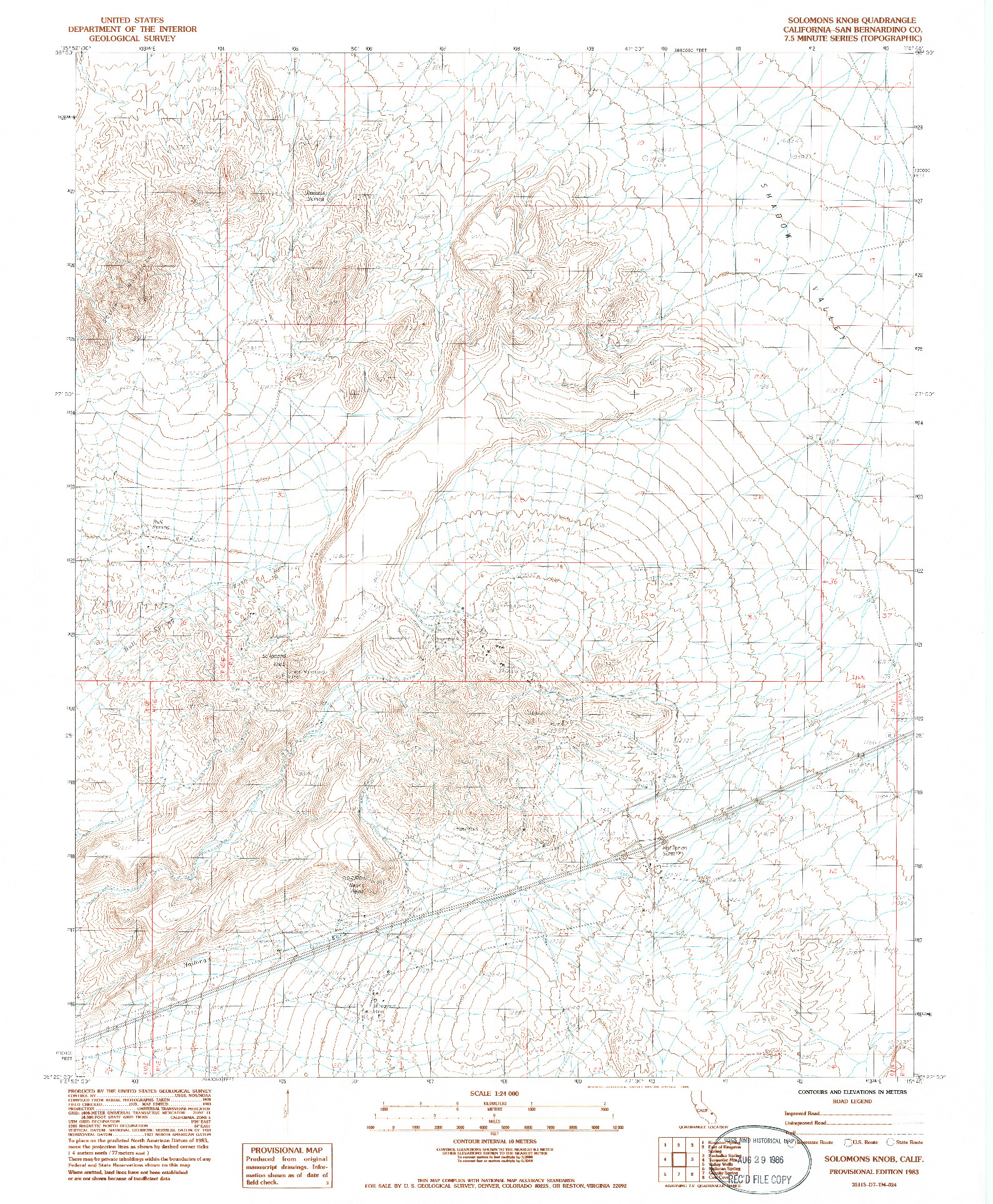 USGS 1:24000-SCALE QUADRANGLE FOR SOLOMONS KNOB, CA 1983