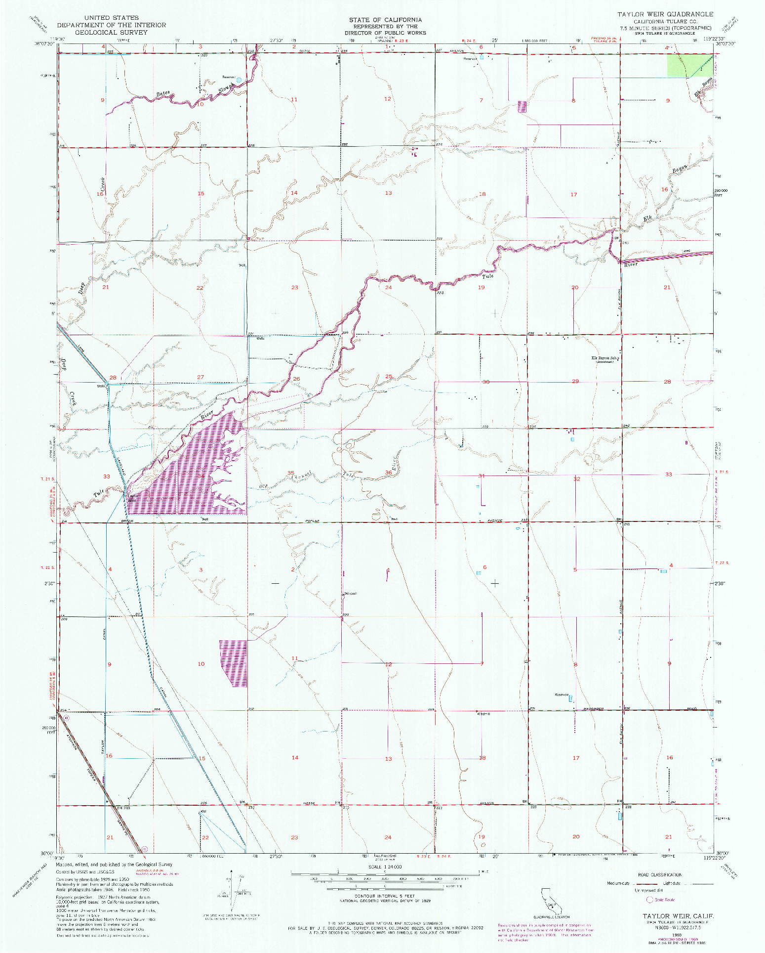 USGS 1:24000-SCALE QUADRANGLE FOR TAYLOR WEIR, CA 1950