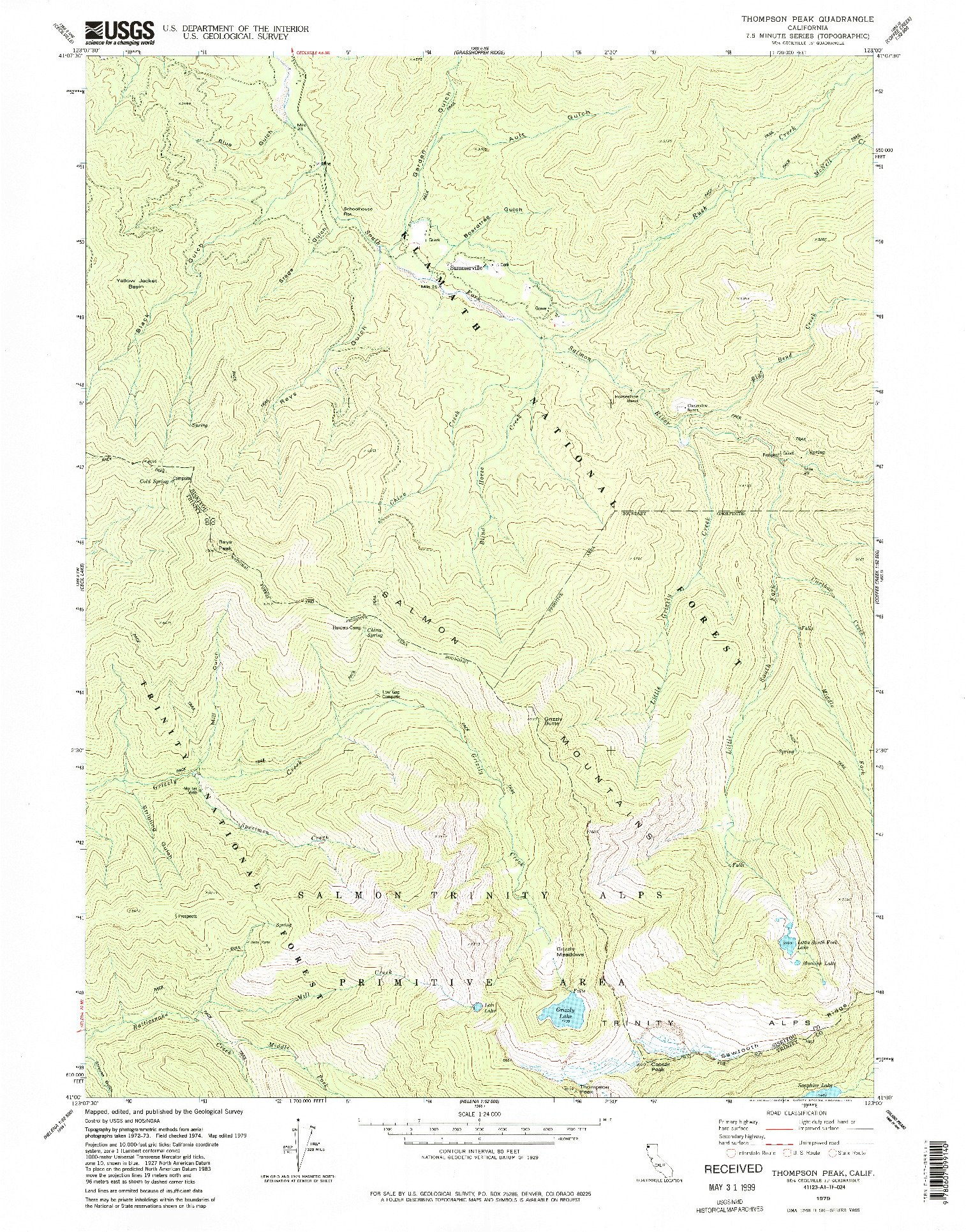 USGS 1:24000-SCALE QUADRANGLE FOR THOMPSON PEAK, CA 1979
