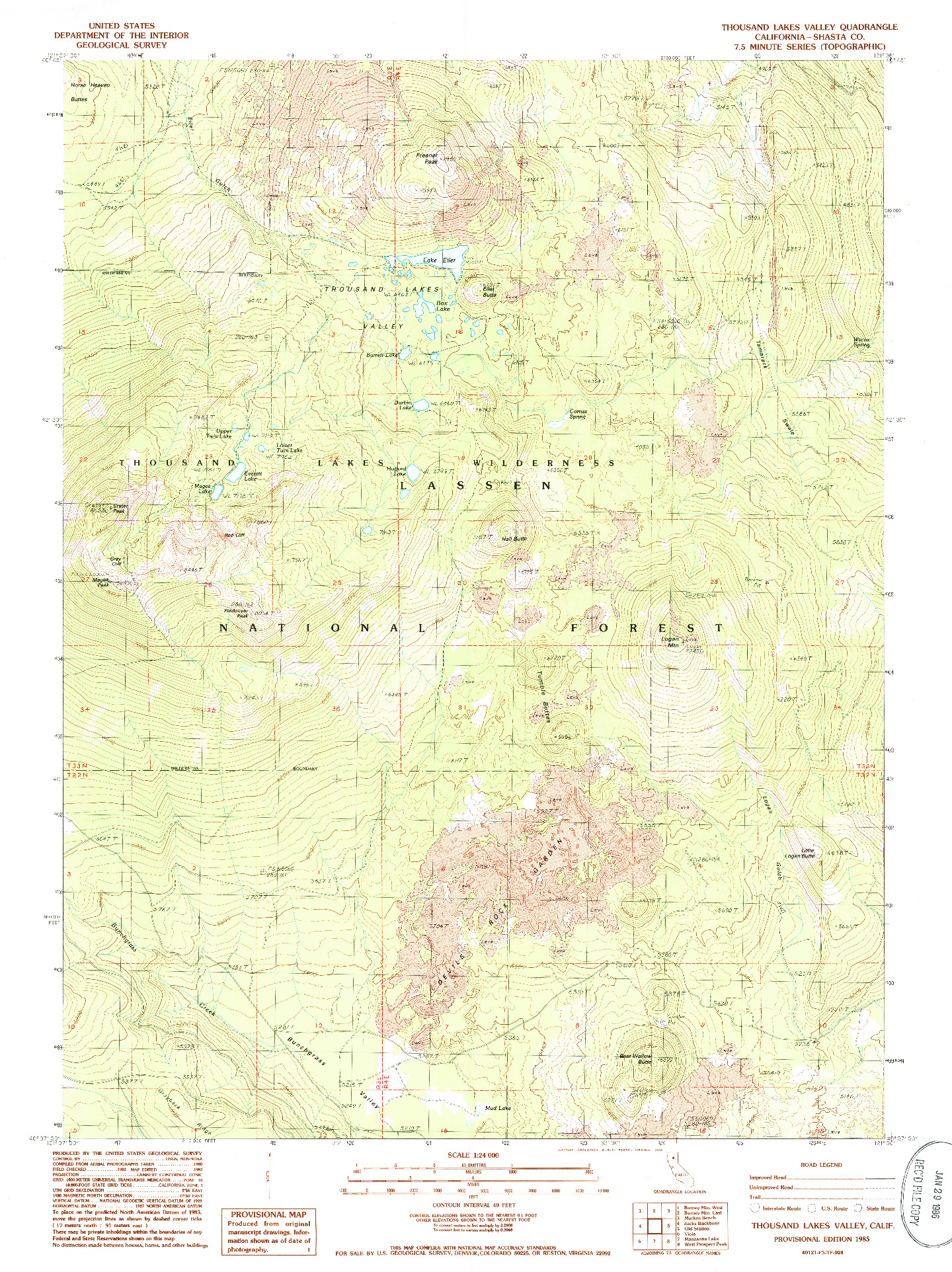 USGS 1:24000-SCALE QUADRANGLE FOR THOUSAND LAKES VALLEY, CA 1985