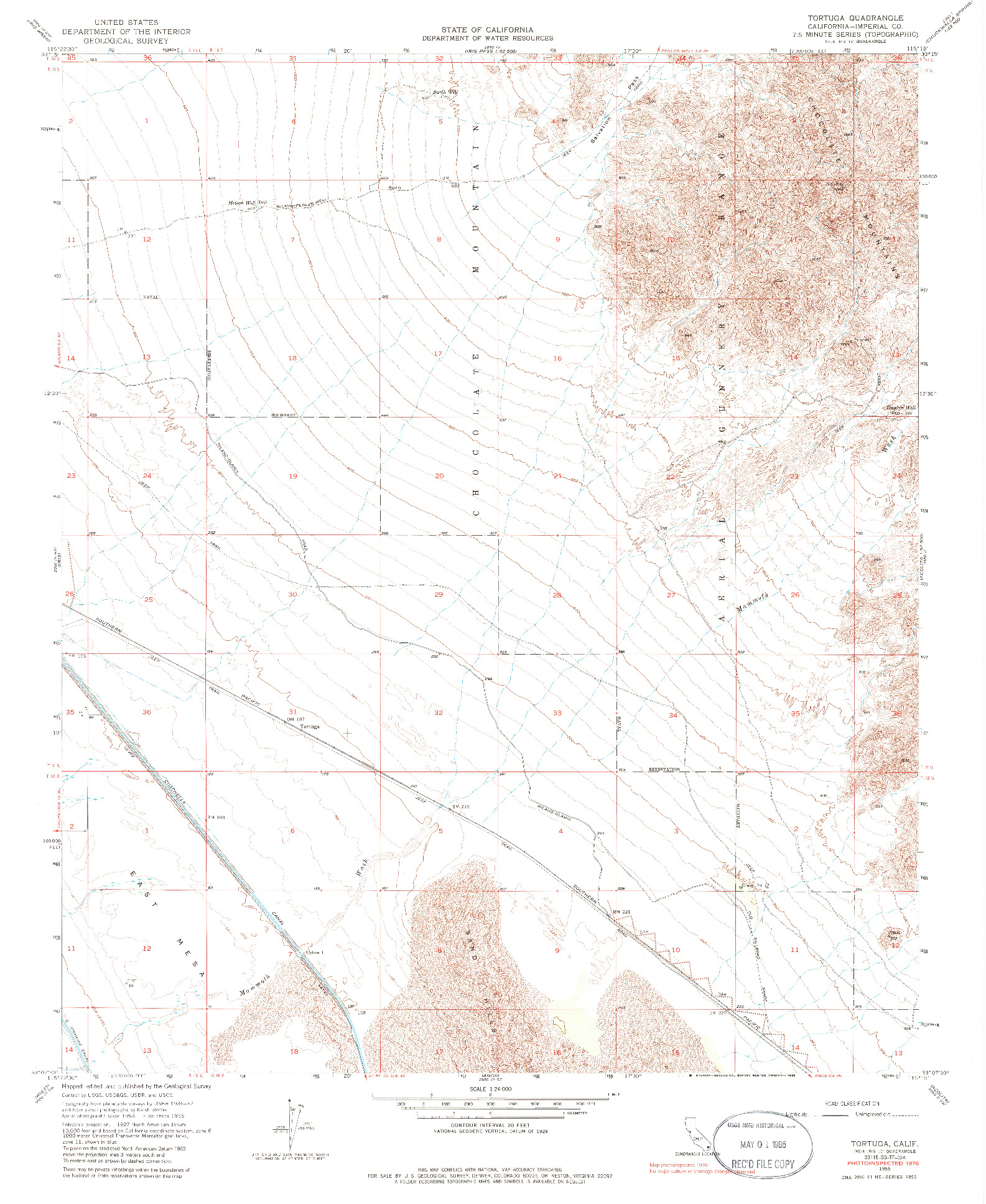 USGS 1:24000-SCALE QUADRANGLE FOR TORTUGA, CA 1955