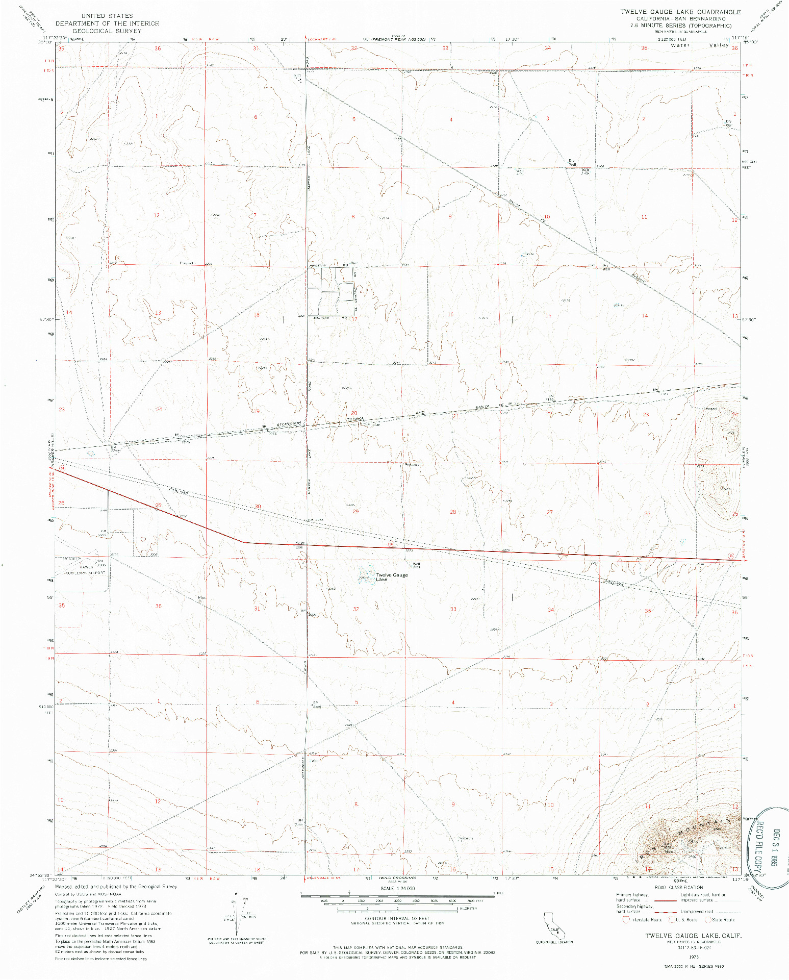 USGS 1:24000-SCALE QUADRANGLE FOR TWELVE GAUGE LAKE, CA 1973