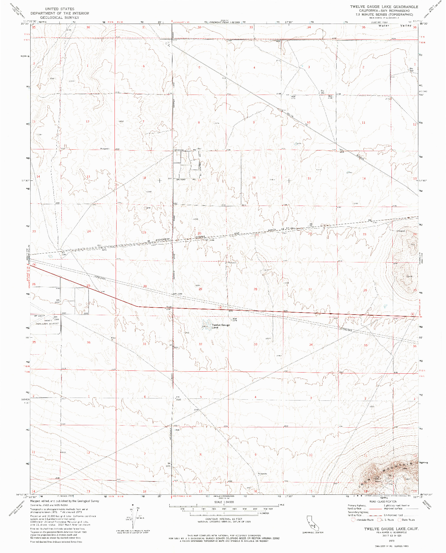 USGS 1:24000-SCALE QUADRANGLE FOR TWELVE GUAGE LAKE, CA 1973
