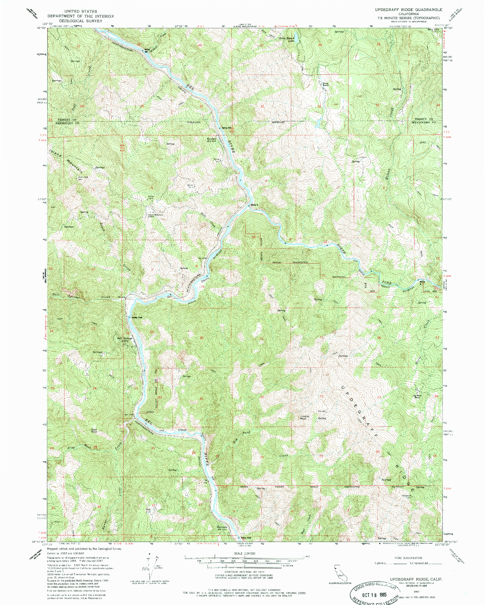 USGS 1:24000-SCALE QUADRANGLE FOR UPDEGRAFF RIDGE, CA 1967