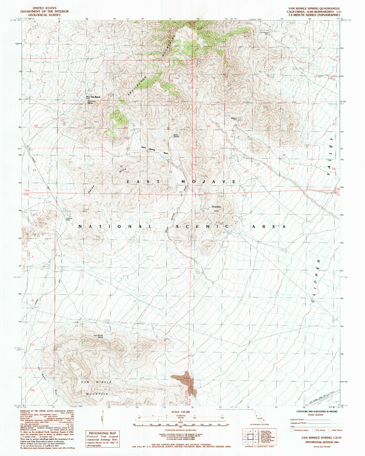 USGS 1:24000-SCALE QUADRANGLE FOR VAN WINKLE SPRING, CA 1985