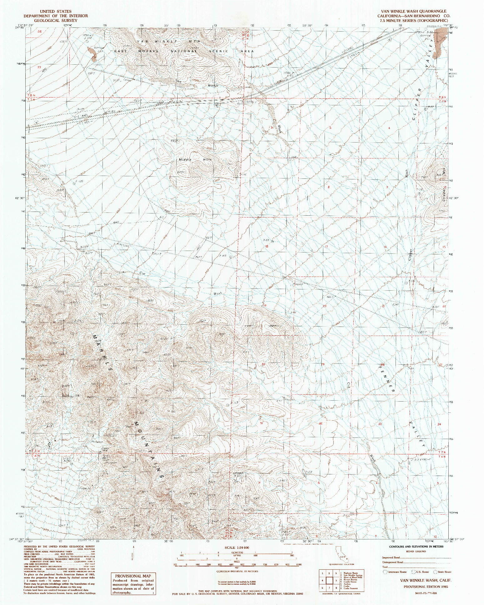 USGS 1:24000-SCALE QUADRANGLE FOR VAN WINKLE WASH, CA 1985