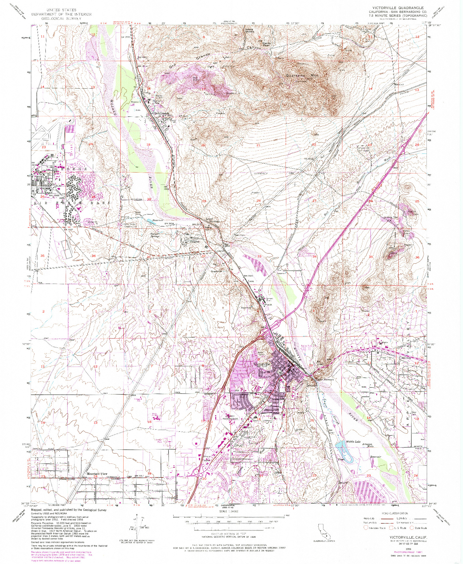 USGS 1:24000-SCALE QUADRANGLE FOR VICTORVILLE, CA 1956