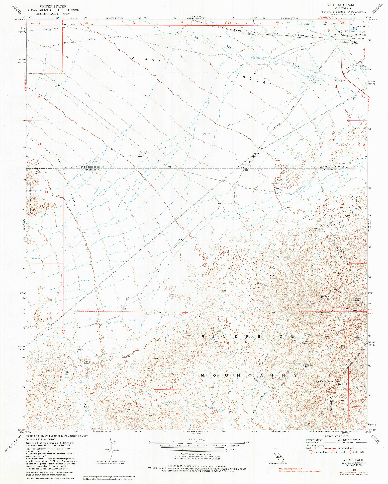 USGS 1:24000-SCALE QUADRANGLE FOR VIDAL, CA 1971