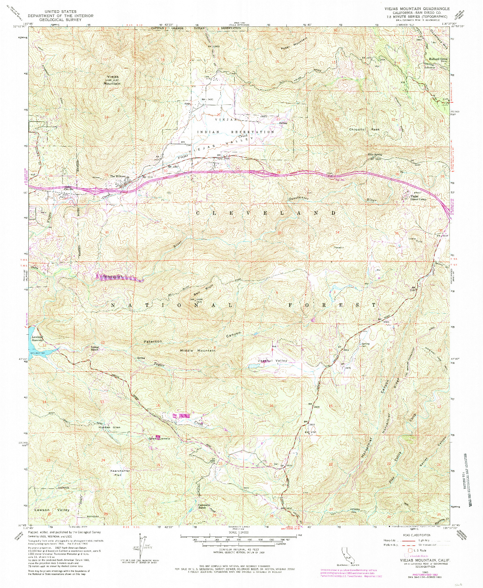 USGS 1:24000-SCALE QUADRANGLE FOR VIEJAS MOUNTAIN, CA 1960