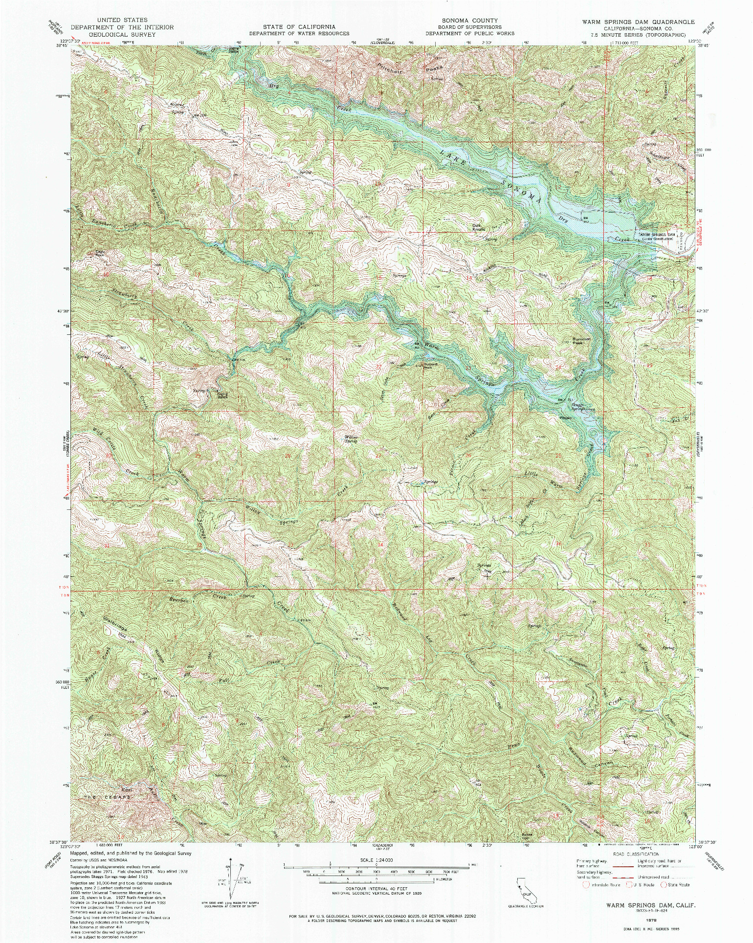 USGS 1:24000-SCALE QUADRANGLE FOR WARM SPRINGS DAM, CA 1978