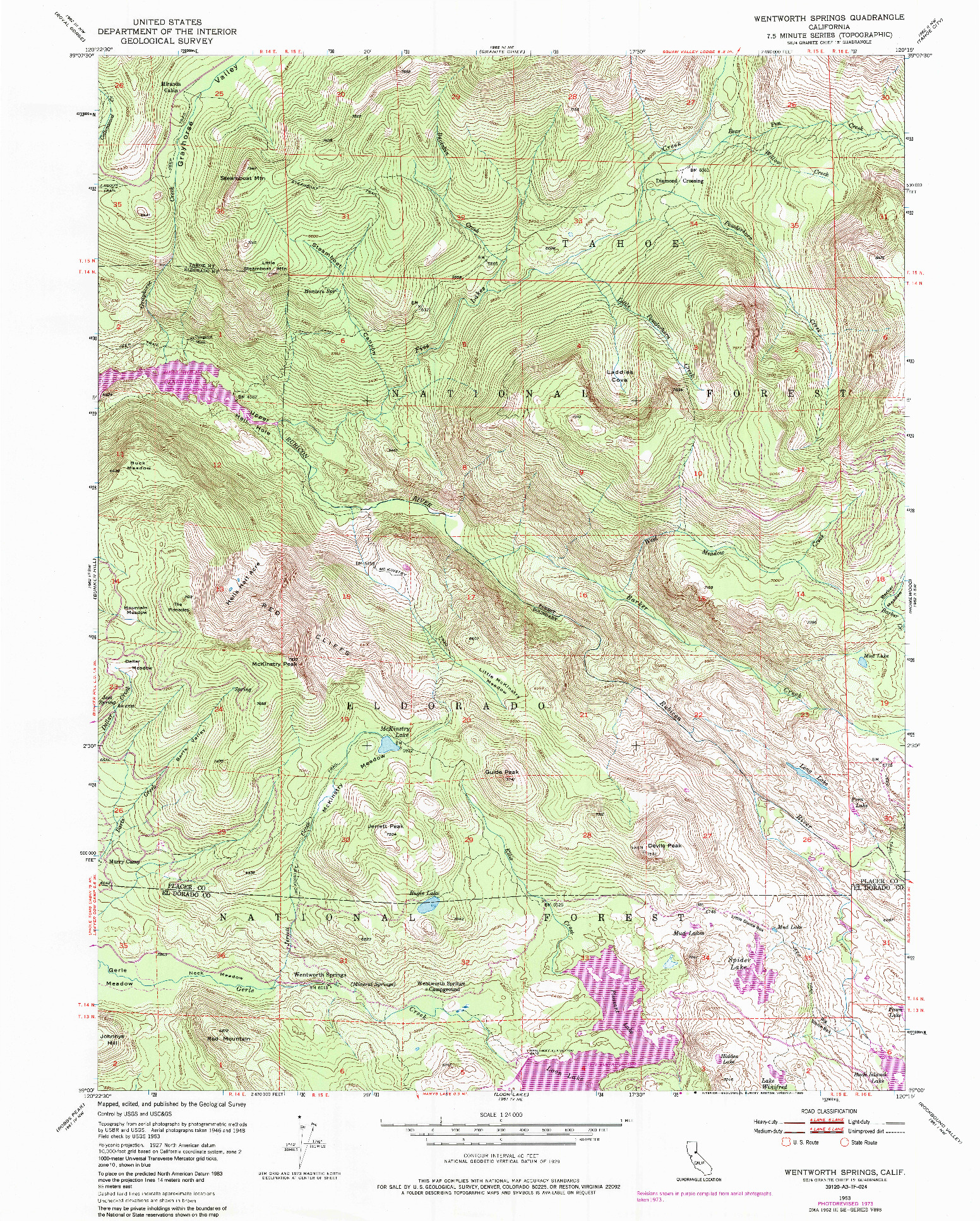 USGS 1:24000-SCALE QUADRANGLE FOR WENTWORTH SPRINGS, CA 1953