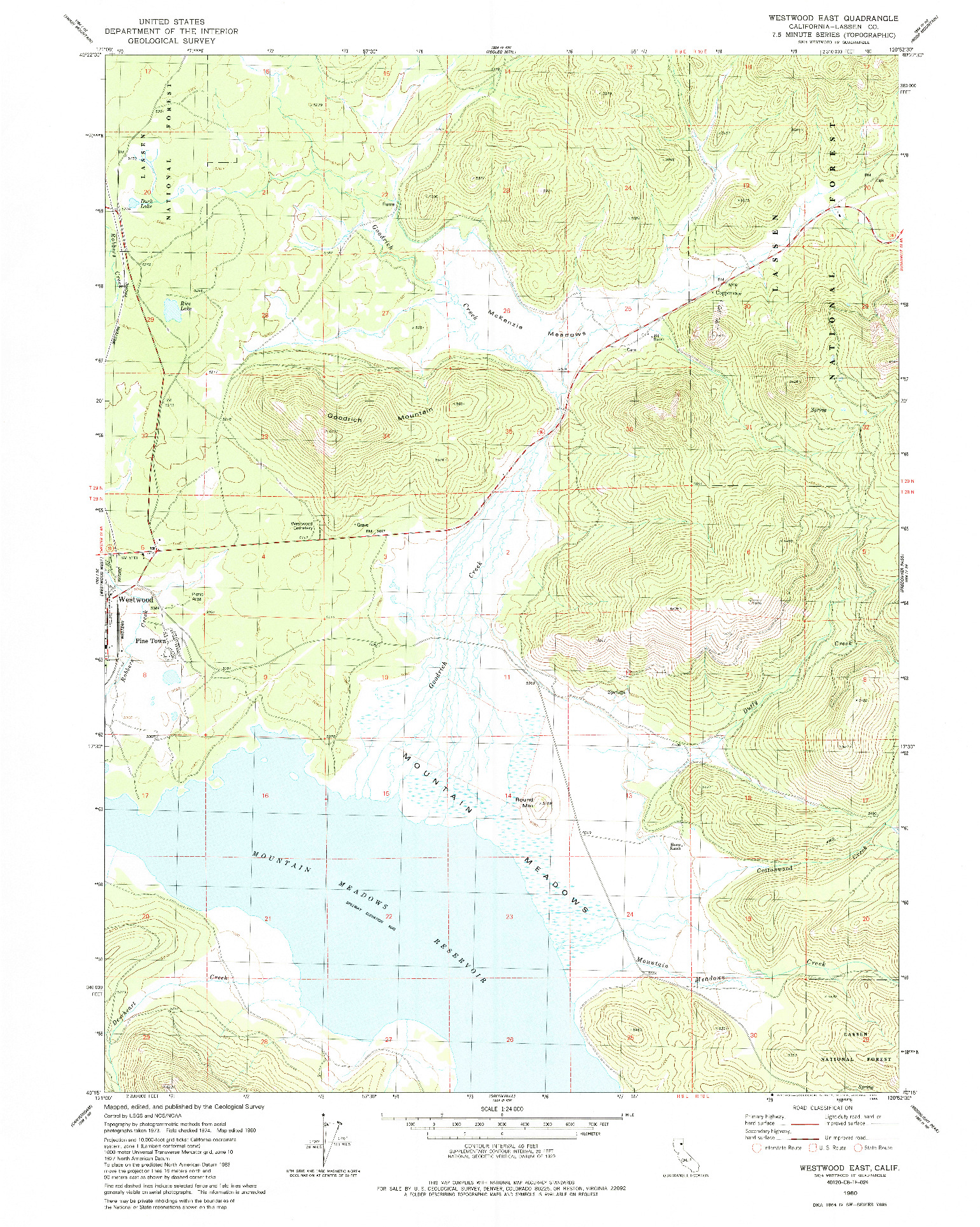 USGS 1:24000-SCALE QUADRANGLE FOR WESTWOOD EAST, CA 1980