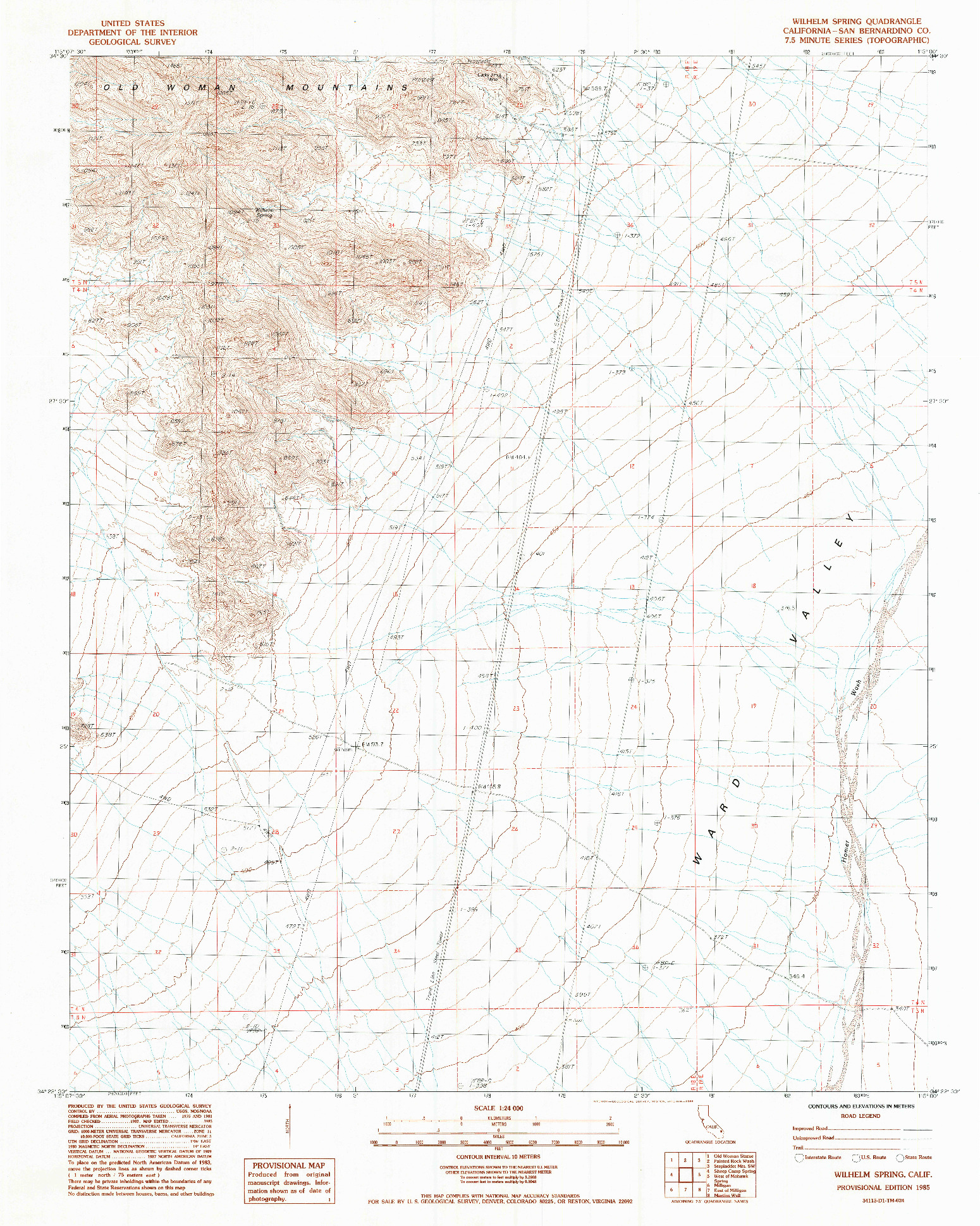 USGS 1:24000-SCALE QUADRANGLE FOR WILHELM SPRING, CA 1985