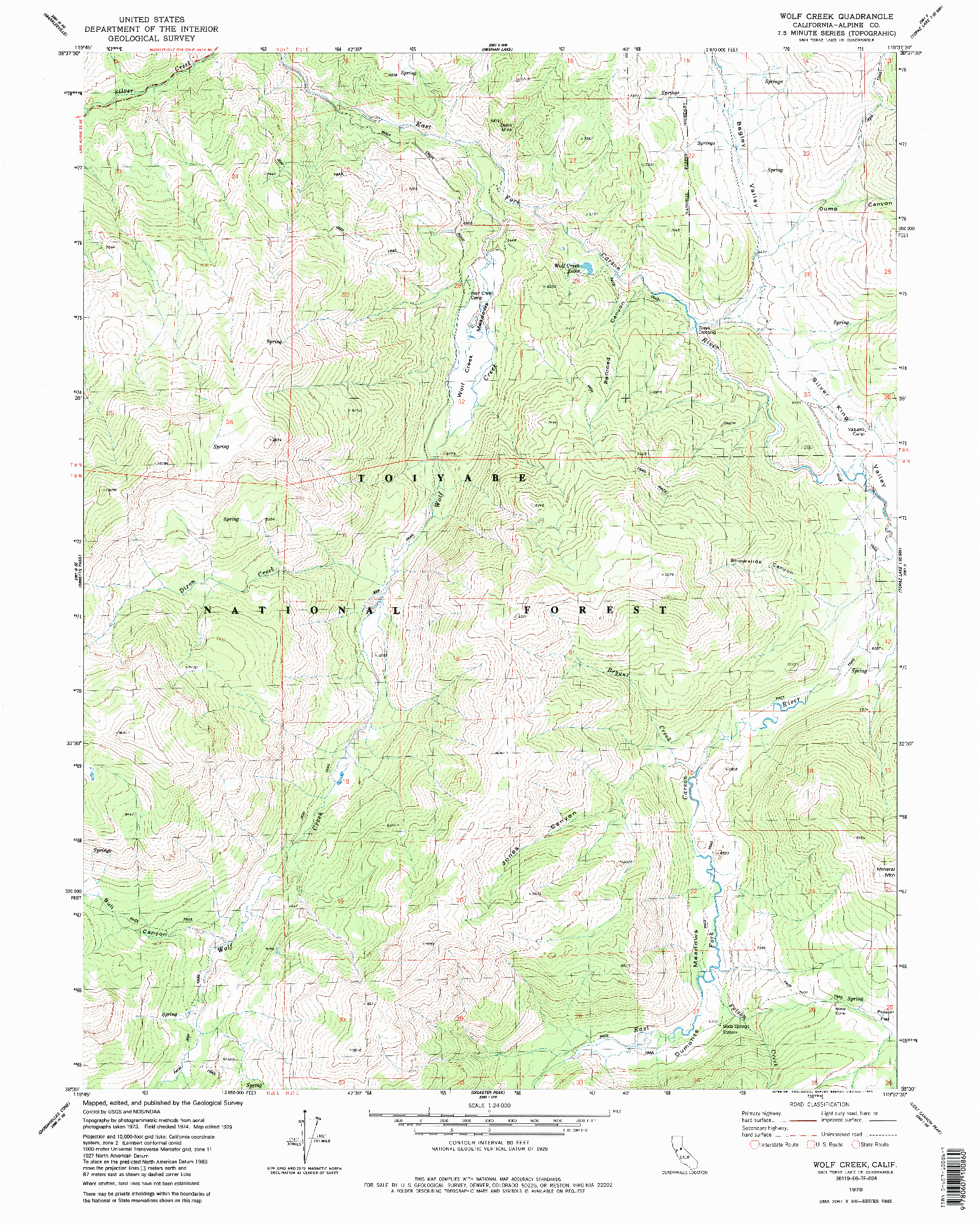 USGS 1:24000-SCALE QUADRANGLE FOR WOLF CREEK, CA 1979