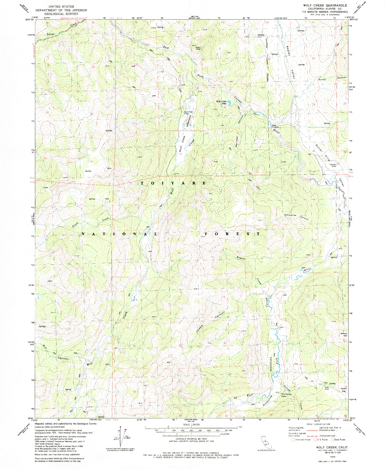 USGS 1:24000-SCALE QUADRANGLE FOR WOLF CREEK, CA 1979