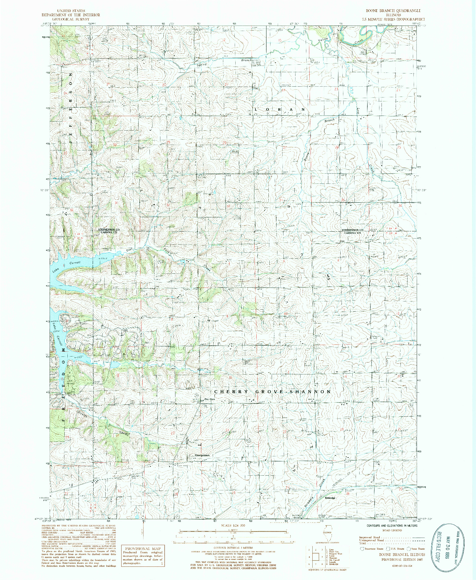 USGS 1:24000-SCALE QUADRANGLE FOR BOONE BRANCH, IL 1985