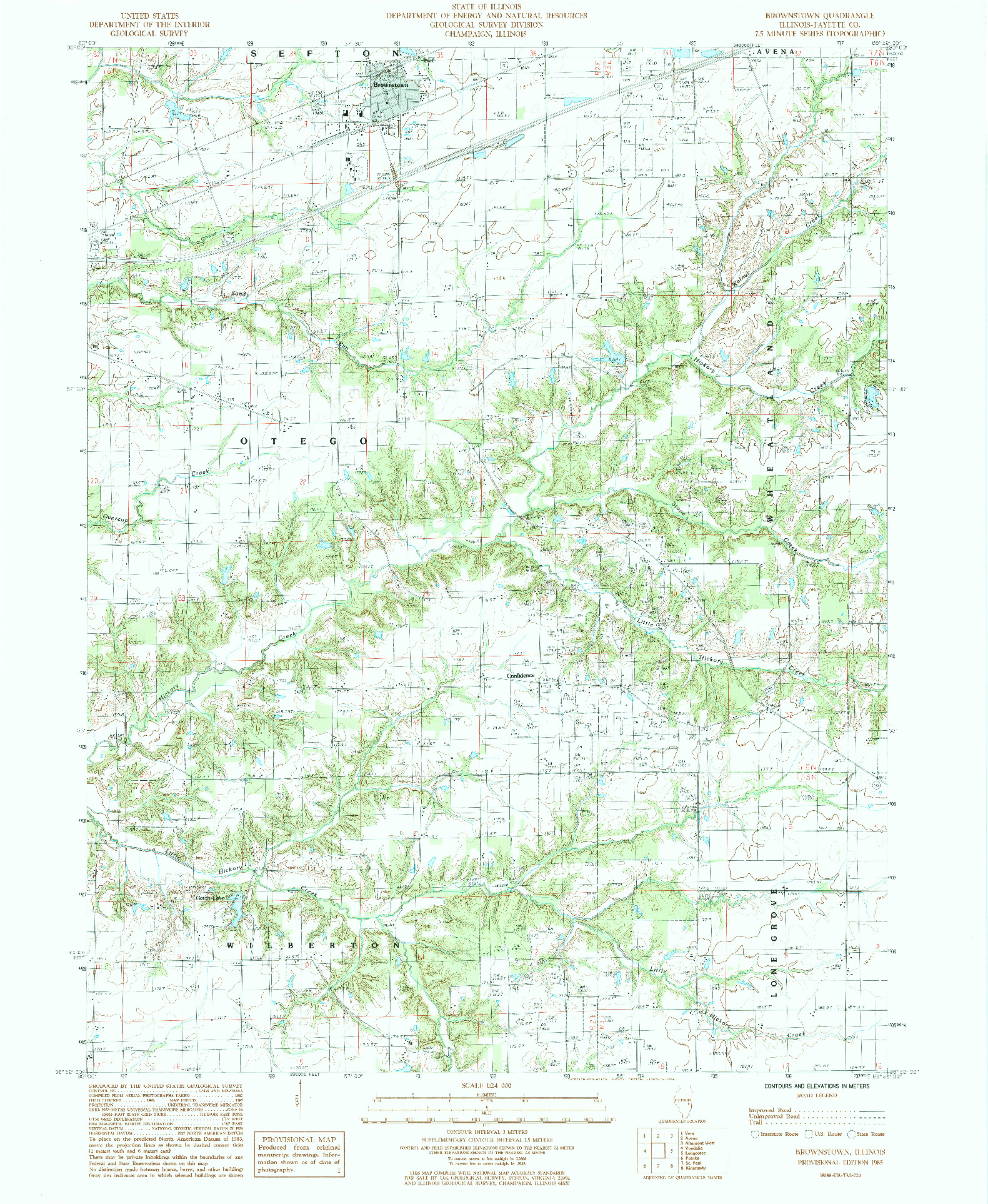 USGS 1:24000-SCALE QUADRANGLE FOR BROWNSTOWN, IL 1985