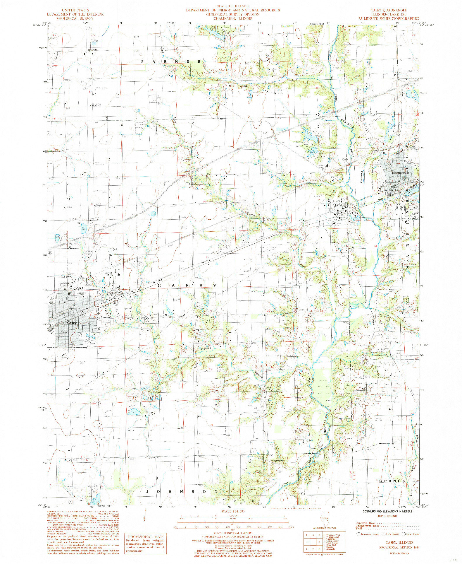USGS 1:24000-SCALE QUADRANGLE FOR CASEY, IL 1984