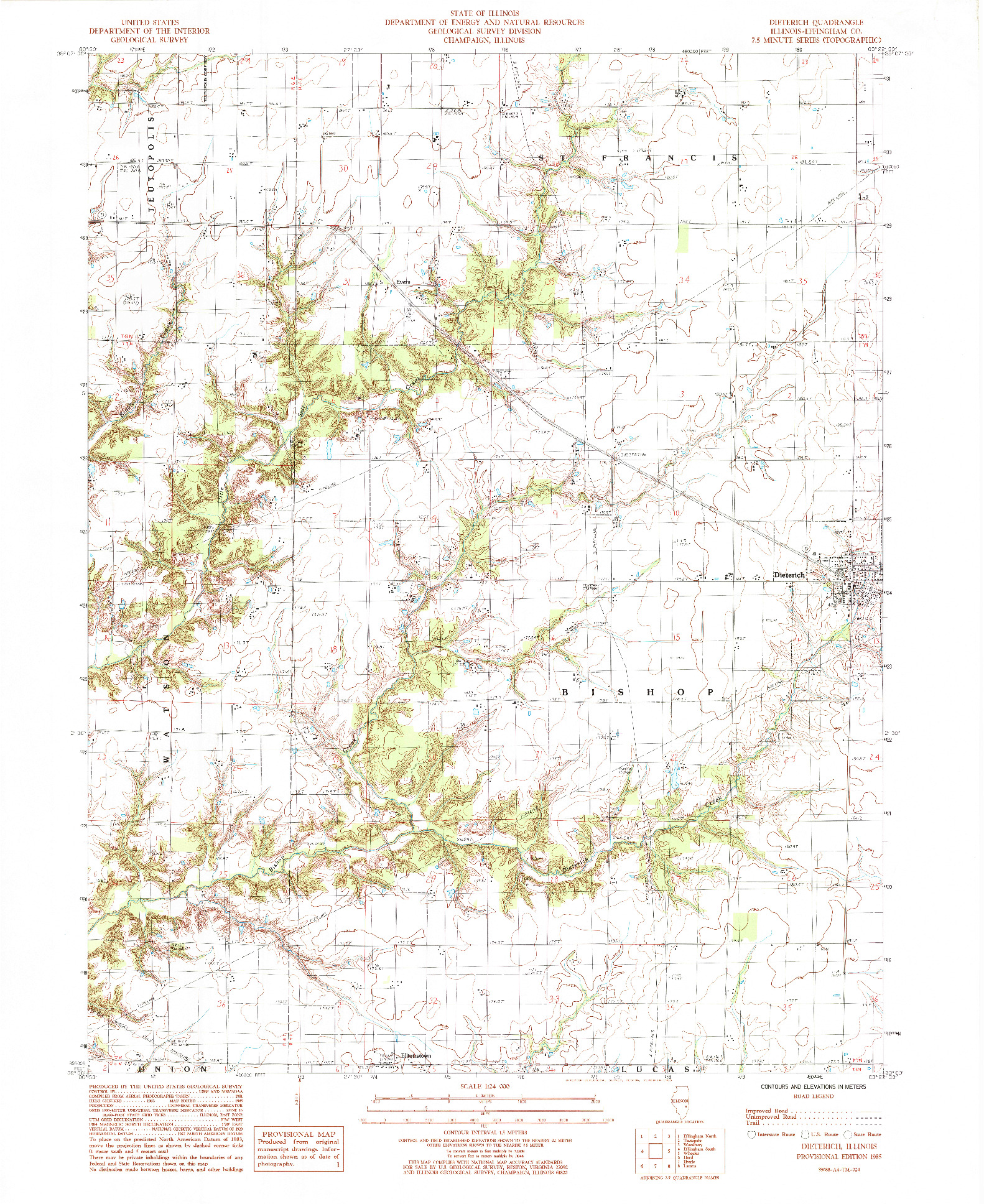 USGS 1:24000-SCALE QUADRANGLE FOR DIETERICH, IL 1985