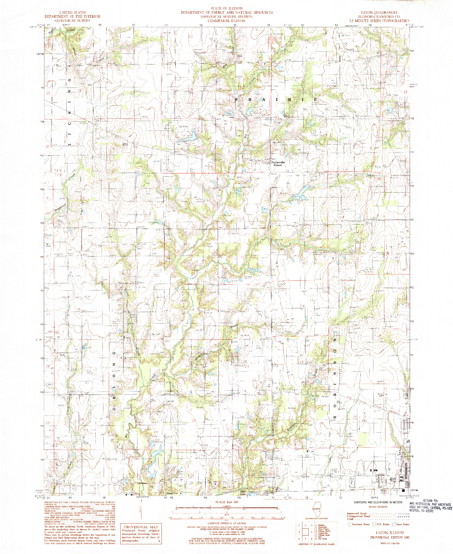 USGS 1:24000-SCALE QUADRANGLE FOR EATON, IL 1985