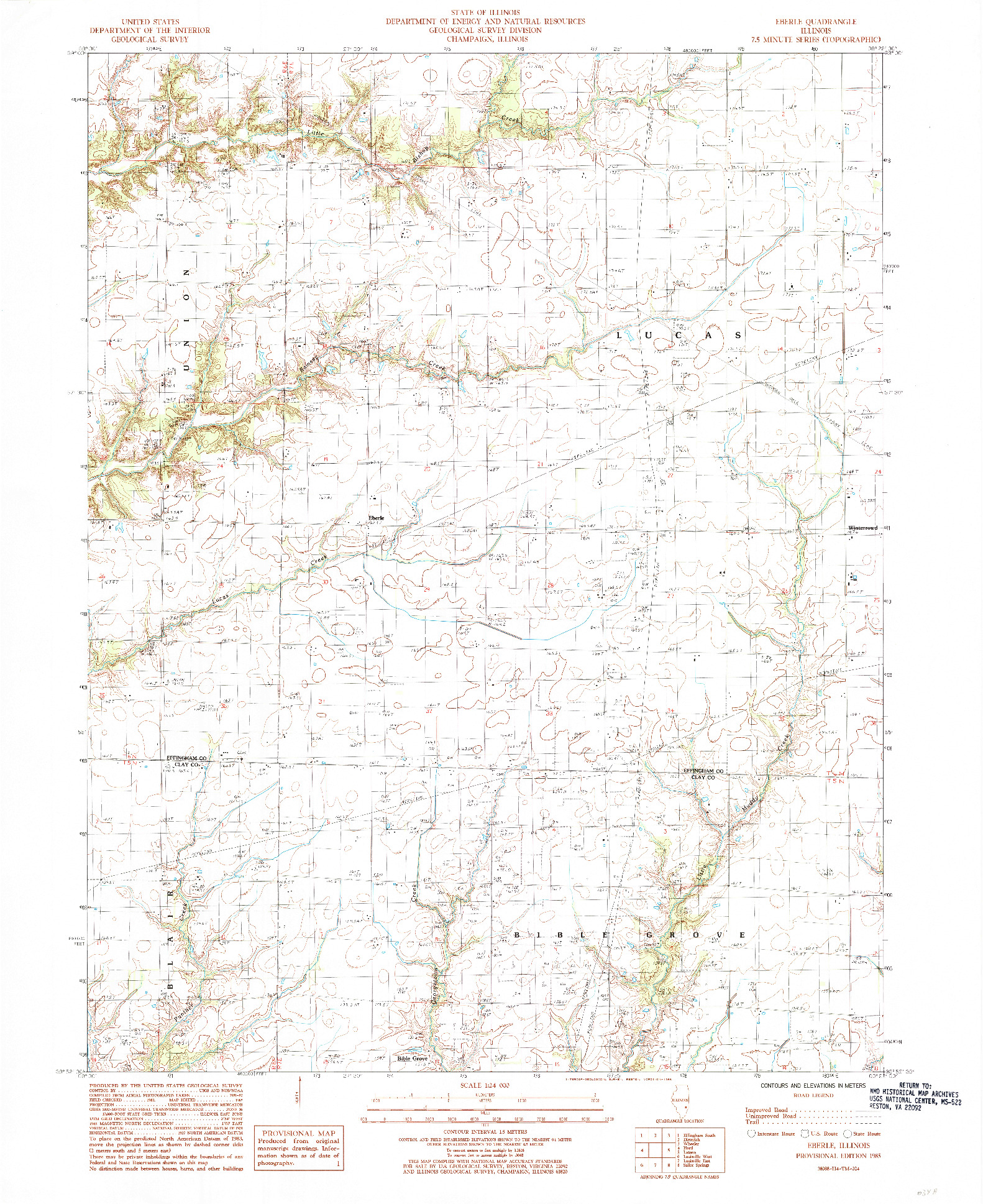 USGS 1:24000-SCALE QUADRANGLE FOR EBERLE, IL 1985