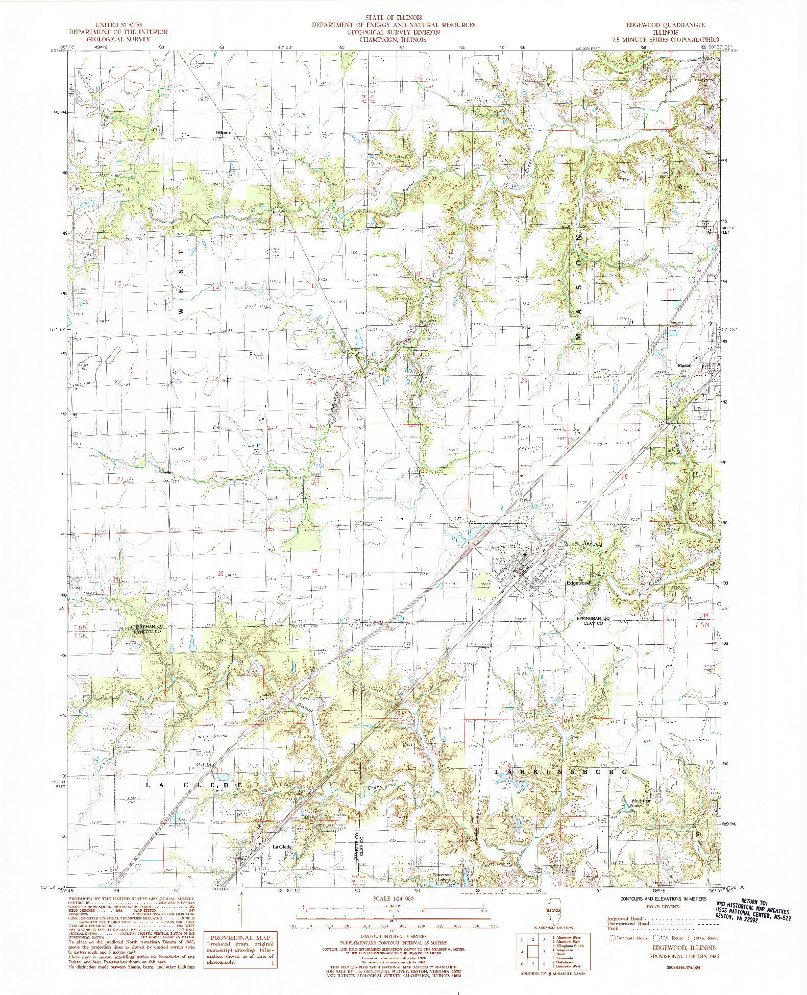 USGS 1:24000-SCALE QUADRANGLE FOR EDGEWOOD, IL 1985