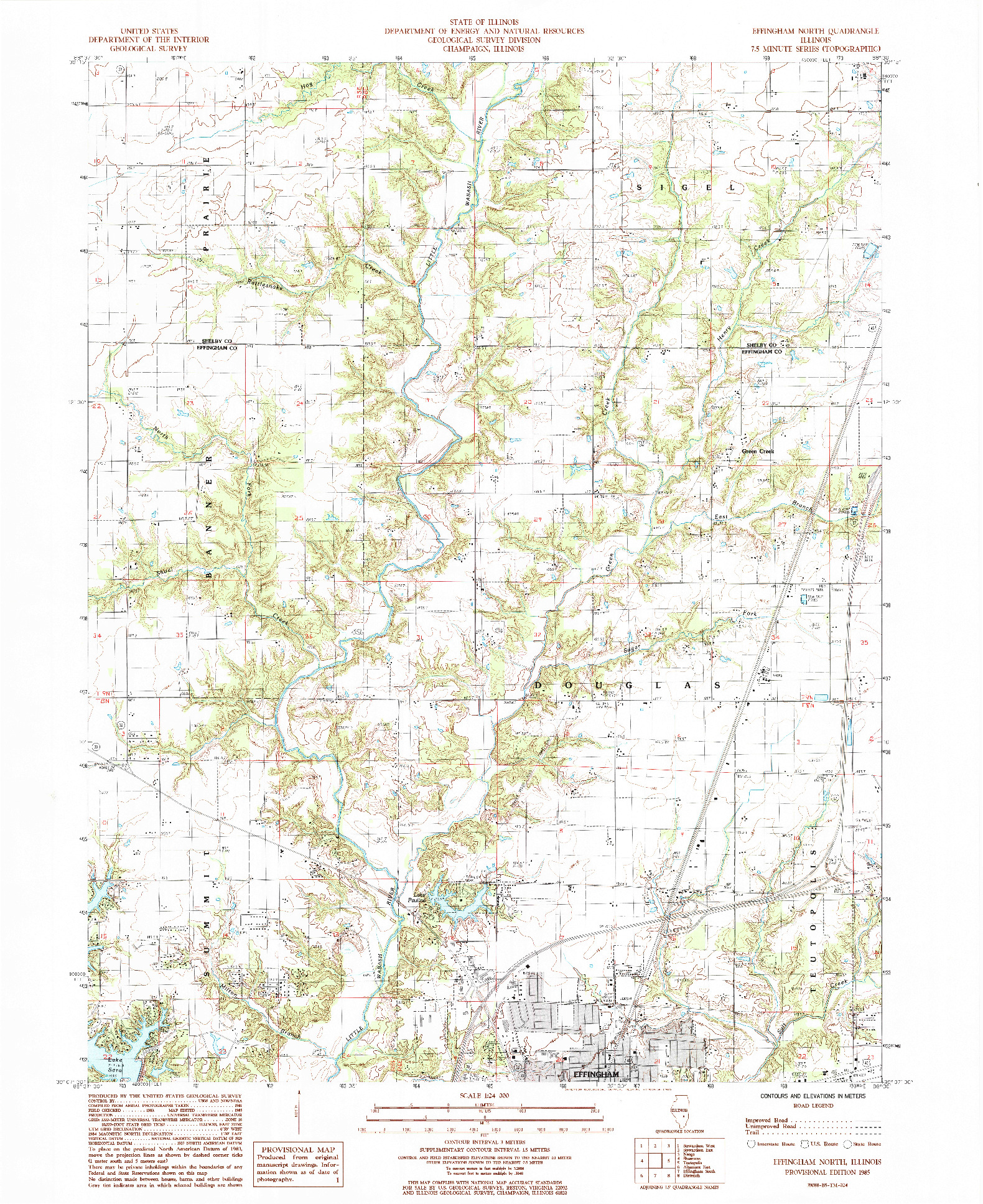 USGS 1:24000-SCALE QUADRANGLE FOR EFFINGHAM NORTH, IL 1985
